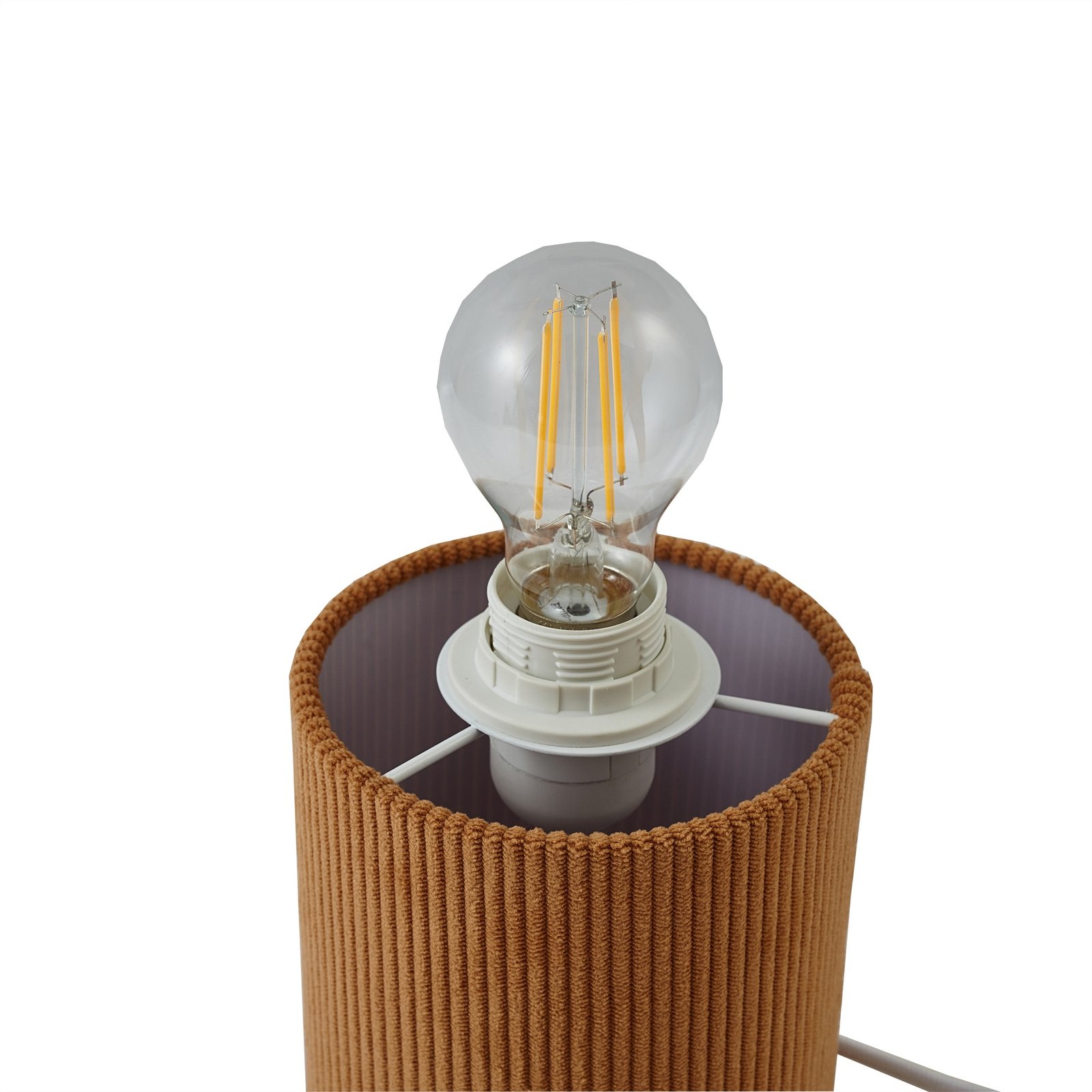 Lindby table lamp Jone, light brown, textile, 30 cm high, E27