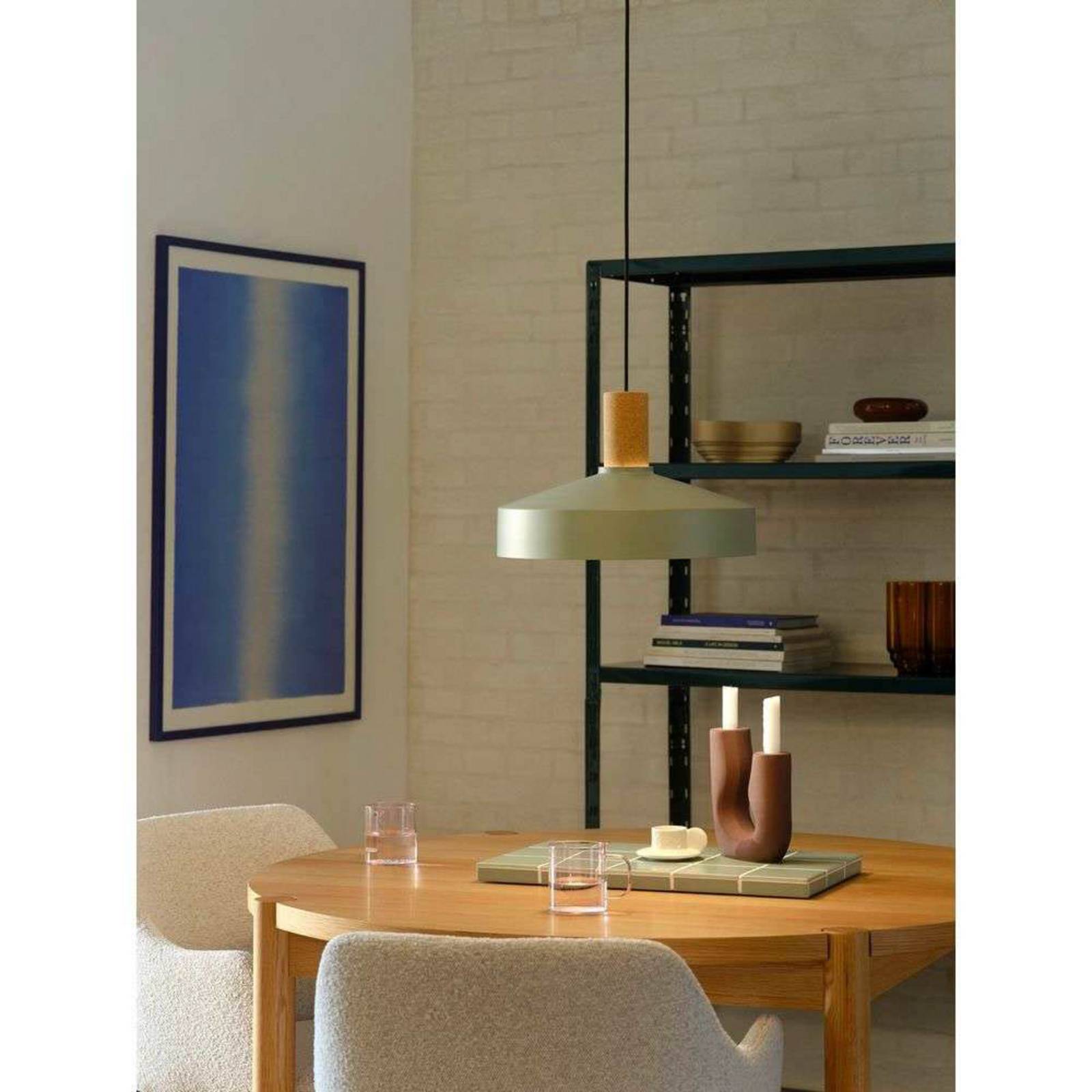 Lampa wisząca Elvas, kolor zielony, Ø 37 cm, metal/korek