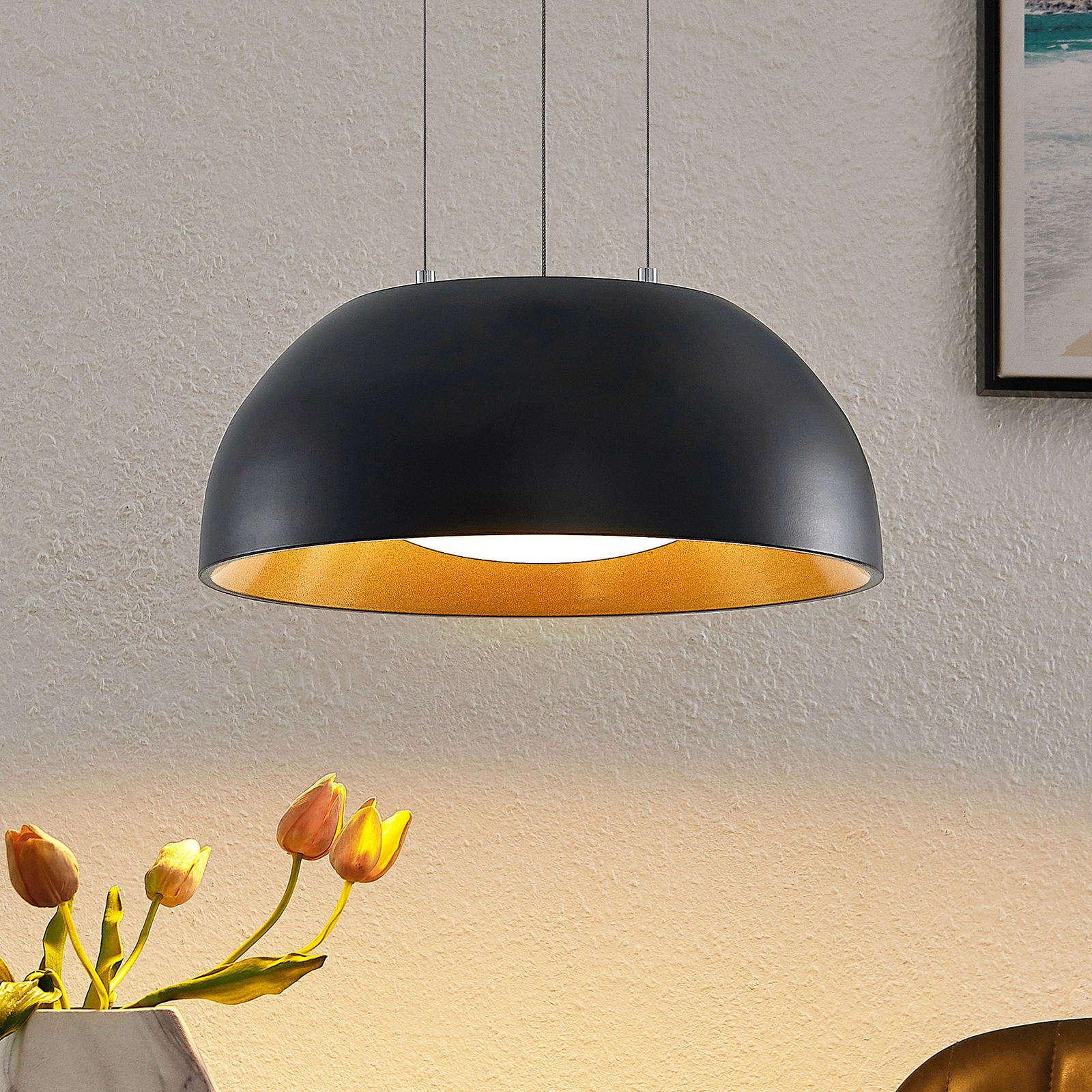 Lindby Juliven LED-hengelampe, svart, 32 cm