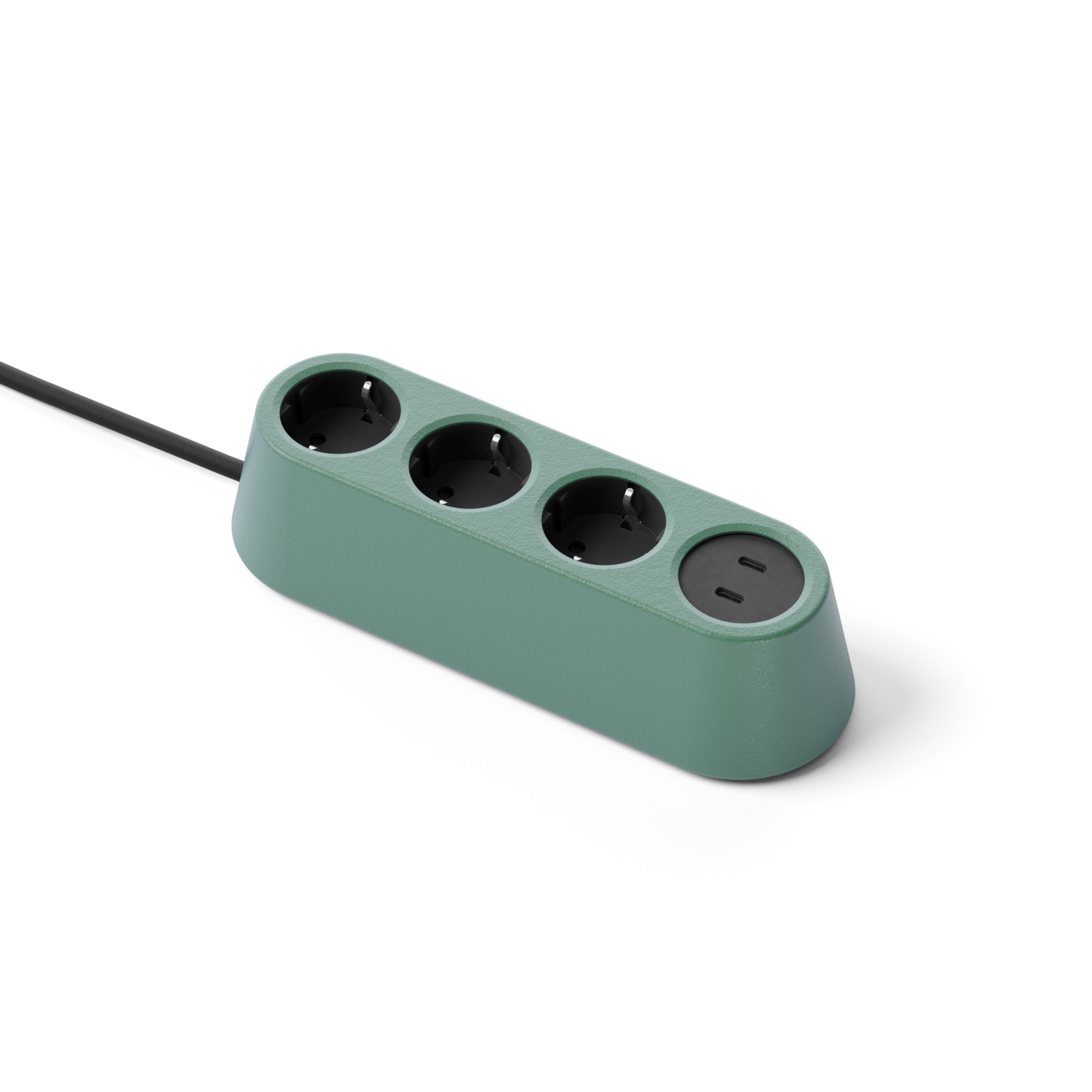 NOMAD BLOCK Green 3-pin Type F power point with USB port – Forming Function