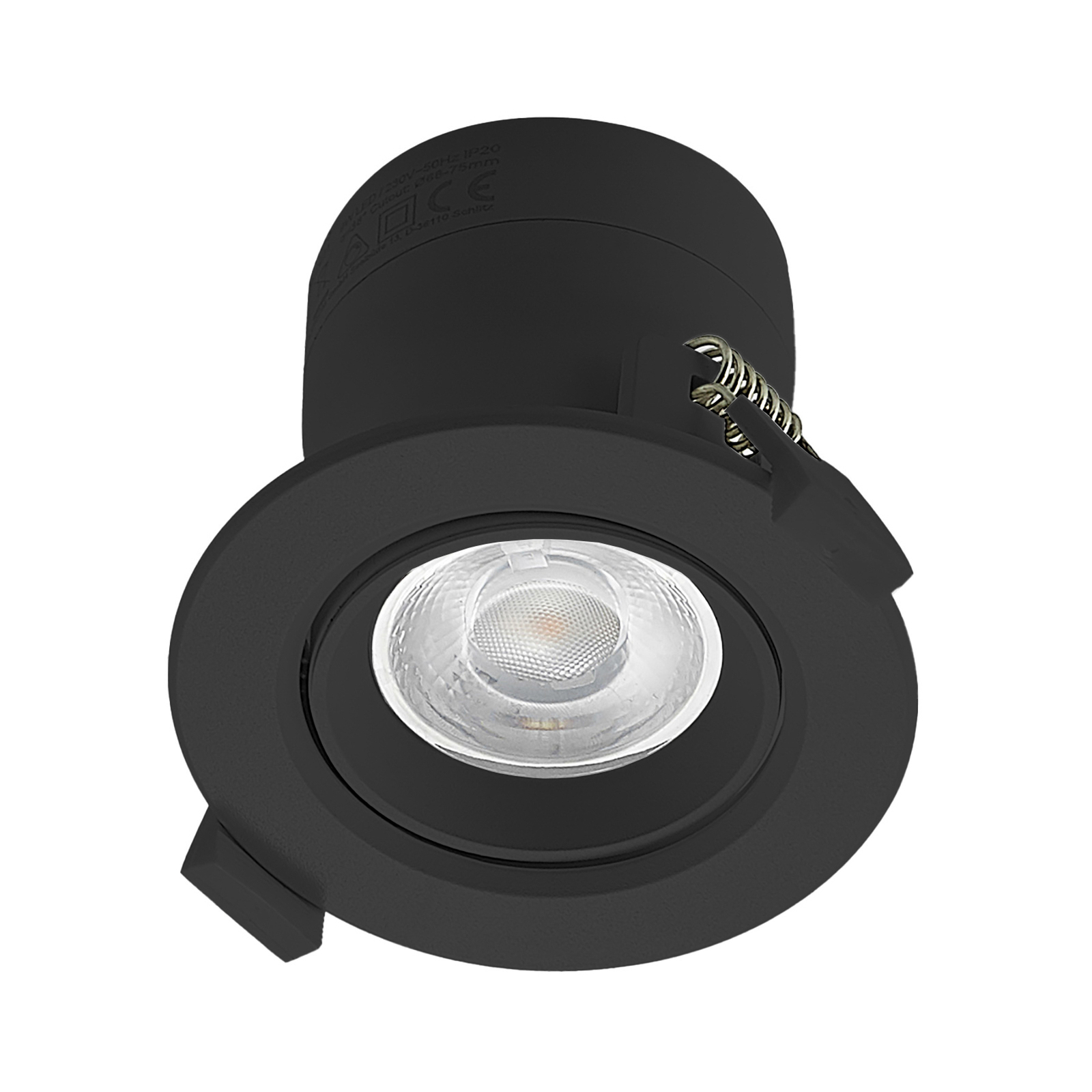 Prios luminaire encastrable LED Shima, noir, 9 W, 3000K, intensité variable