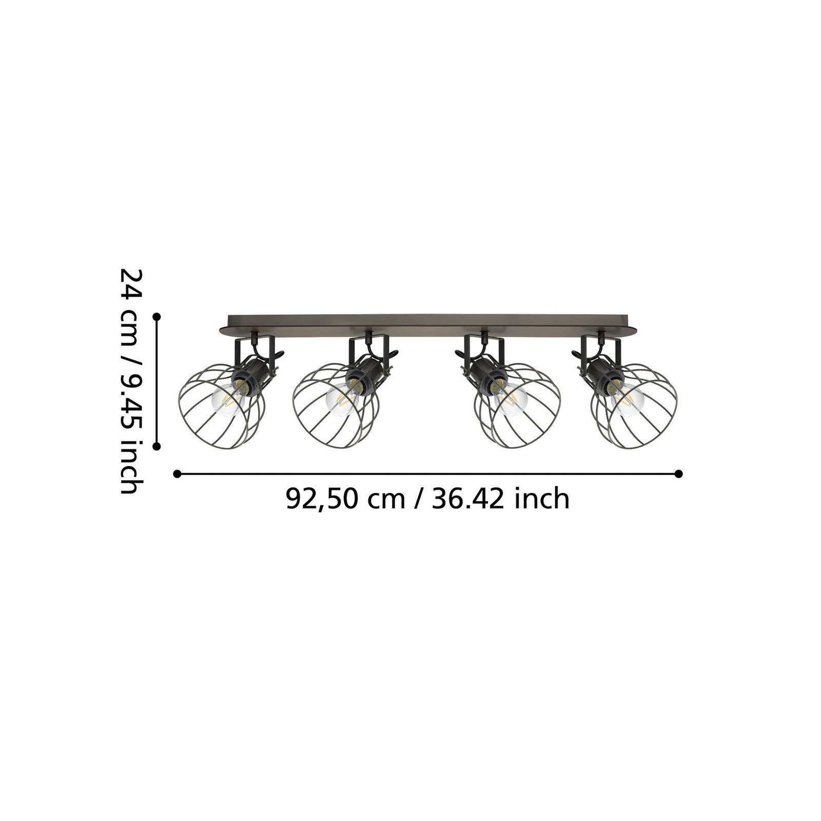Sambatello loftlampe, 4 lyskilder, brun/sølv