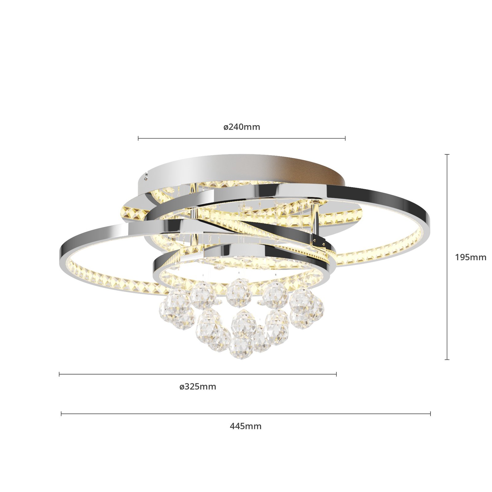 Keely Candeeiro de Tecto S Chrome/Clear - Lucande