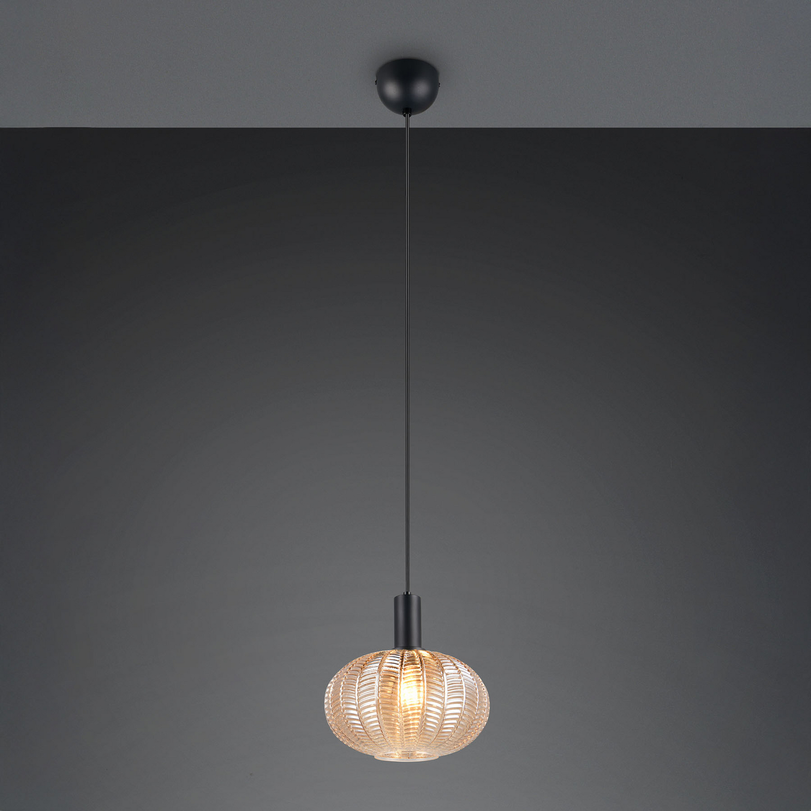 Elvezia lógó világítás, borostyánszínű, Ø 26 cm, üveg, E27