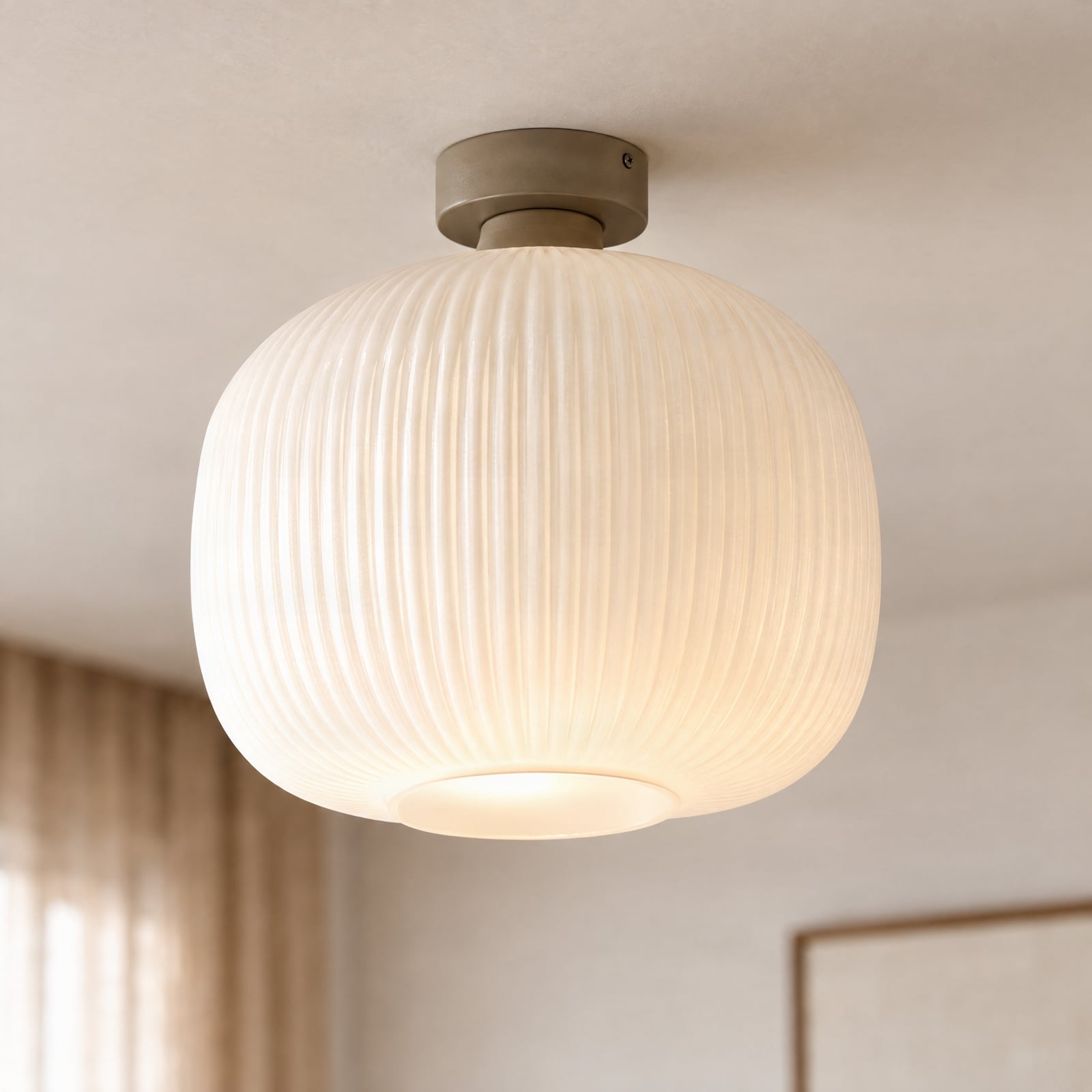 NOLA griestu lampa „Evey“, Ø 35 cm, balta/bēša, stikls NOLA griestu lampa „Evey“, Ø 35 cm, balta/bēša, stikls