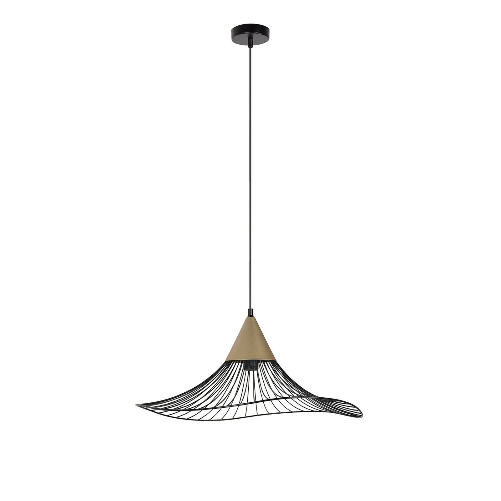Pendellampe Lizzie, schwarz/messingfarben, Ø 60 cm, Metall