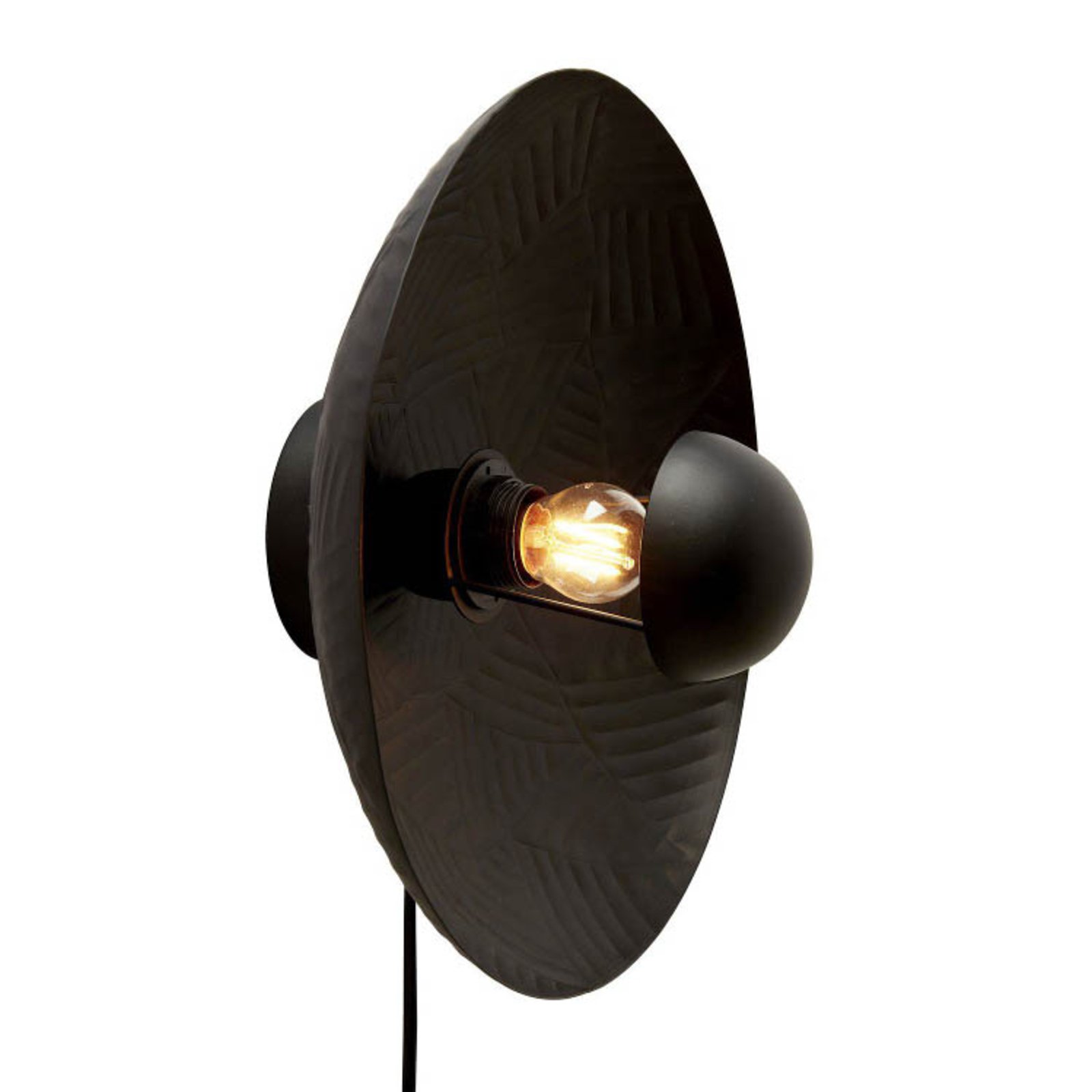 PR Home Ribble wandlamp, mat zwart, Ø 35 cm, metaal