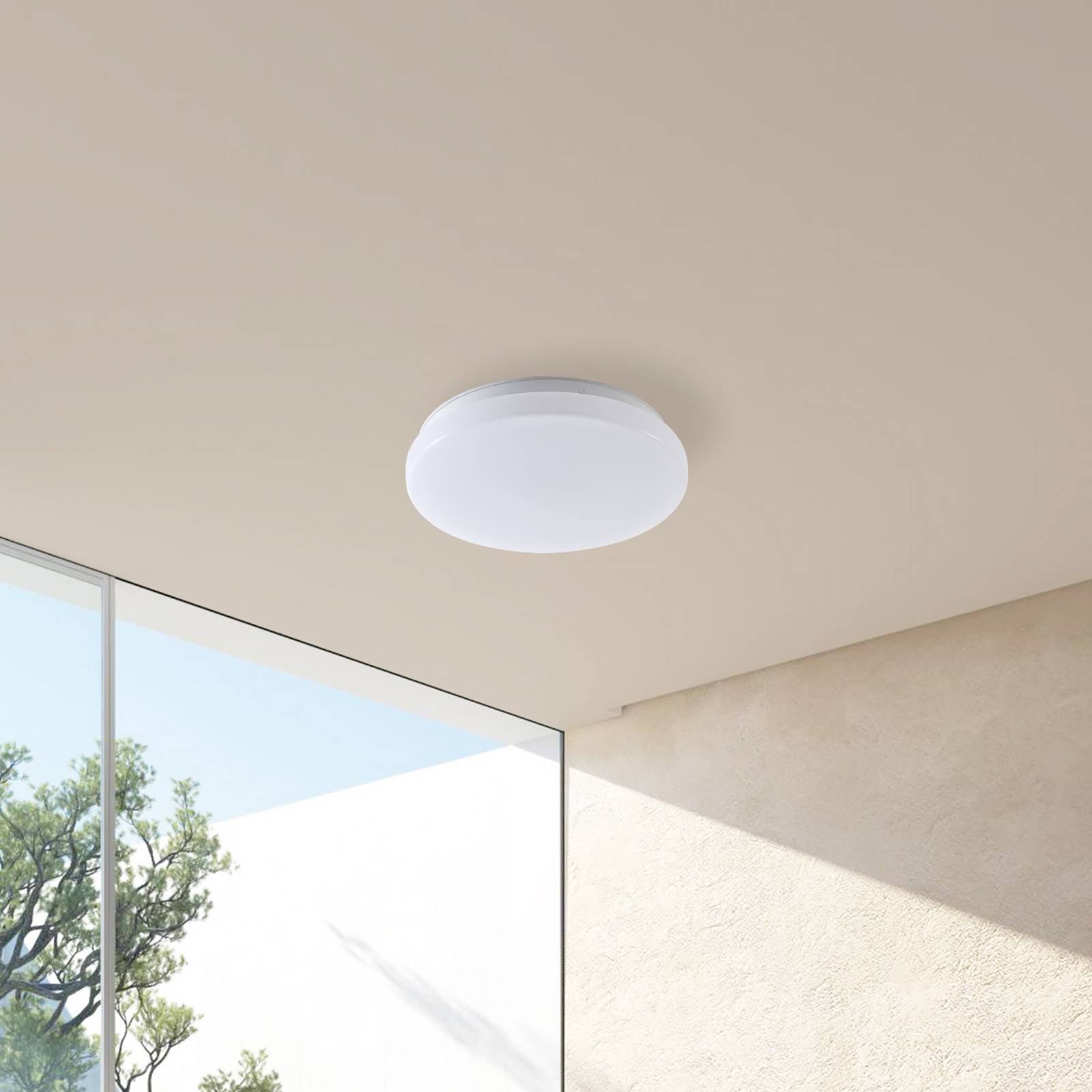 Zewnętrzna lampa sufitowa LED Kirkola, 4000 K, Ø 34 cm, biały