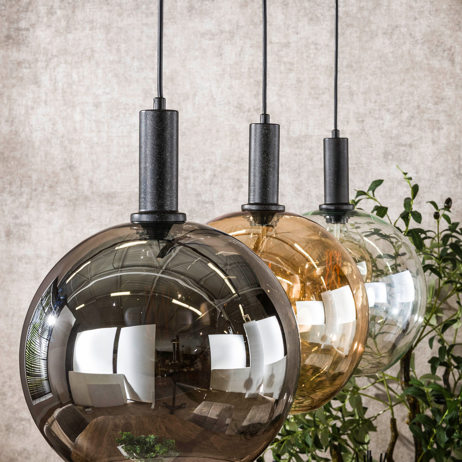 Pendelleuchte Sfera Tricolore, mehrfarbig, 3-flg., Glas, E27