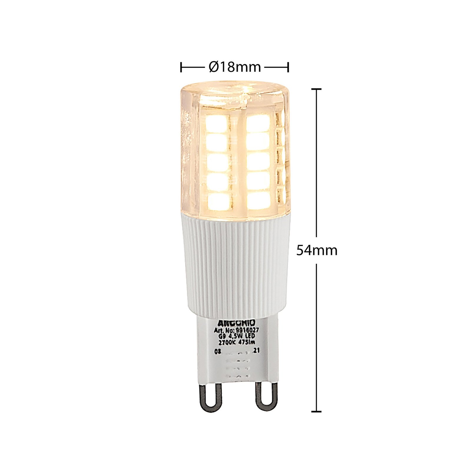 Arcchio LED-Stiftsockellampe, G9, 4,5 W, klar, 3.000 K