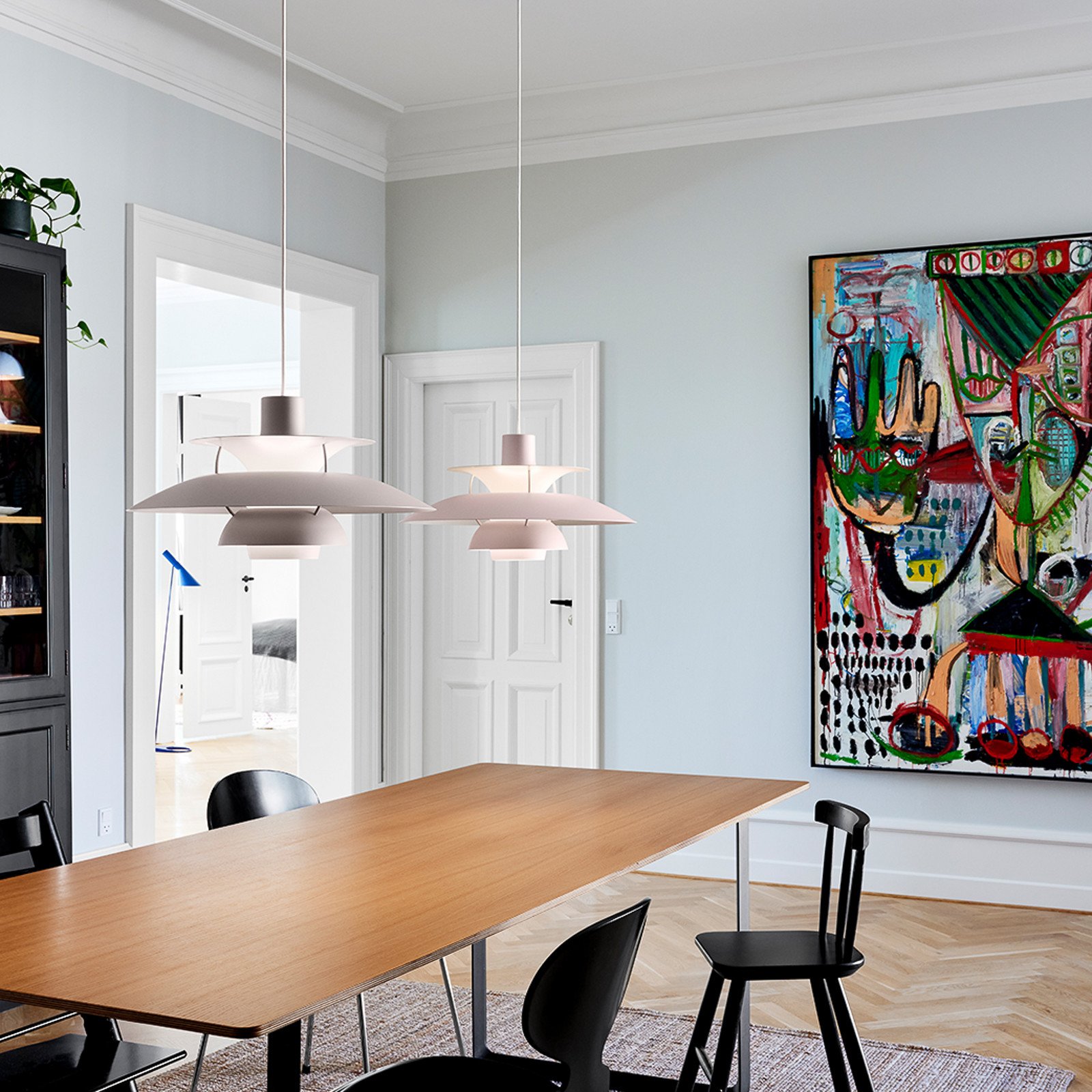 Louis Poulsen PH 5 lampă suspendată monocrom roz - Camera de zi / sufragerie - design - Metal