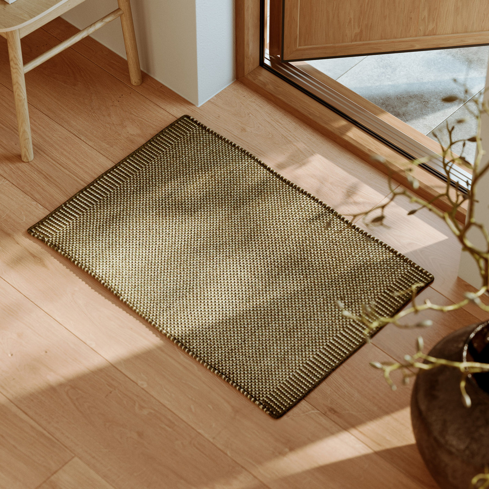 Rombo Türmatte, moosgrün, 60 x 90 cm, Wolle/Jute - Woud