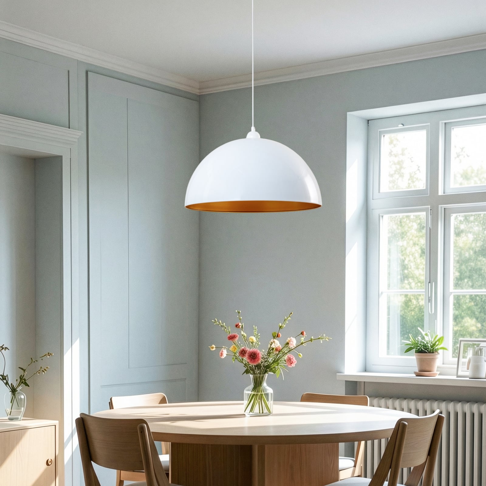 Hängeleuchte Lipeo, weiß/gold, Ø 50 cm, Metall, E27