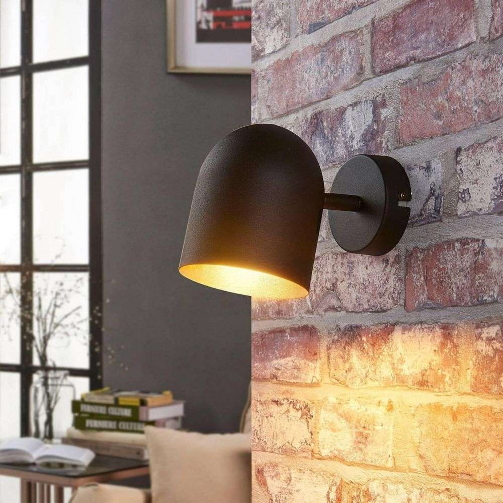 Morik LED Nástenné Svietidlo Black/Gold - Lindby