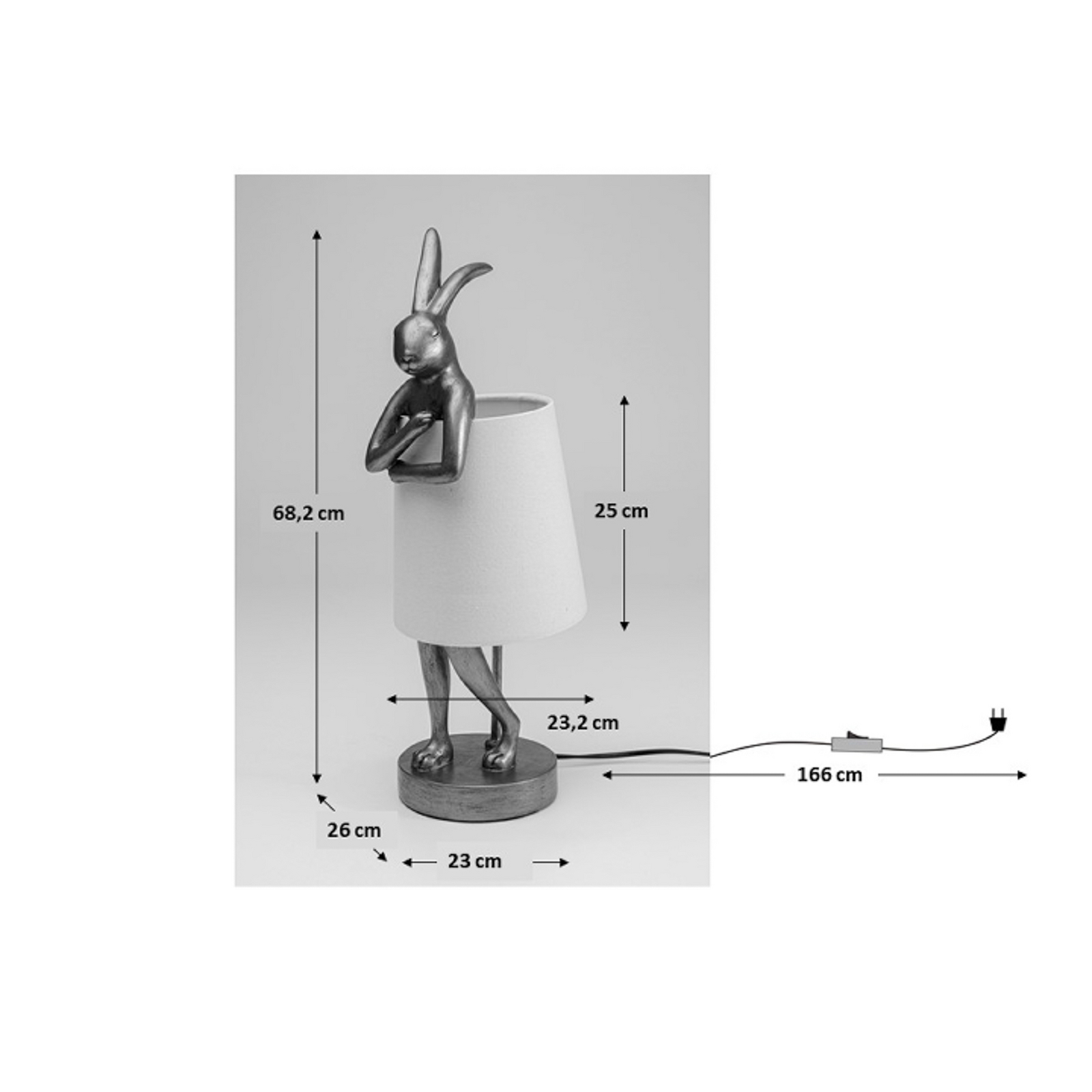 Lampada da tavolo KARE Animal Rabbit, nero/oro, 68 cm, E14