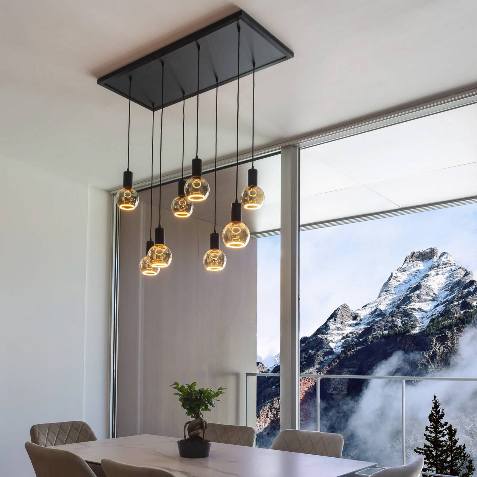 SEGULA Hängeleuchte Madox 8X Wave, schwarz, Stahl, E27 günstig online kaufen