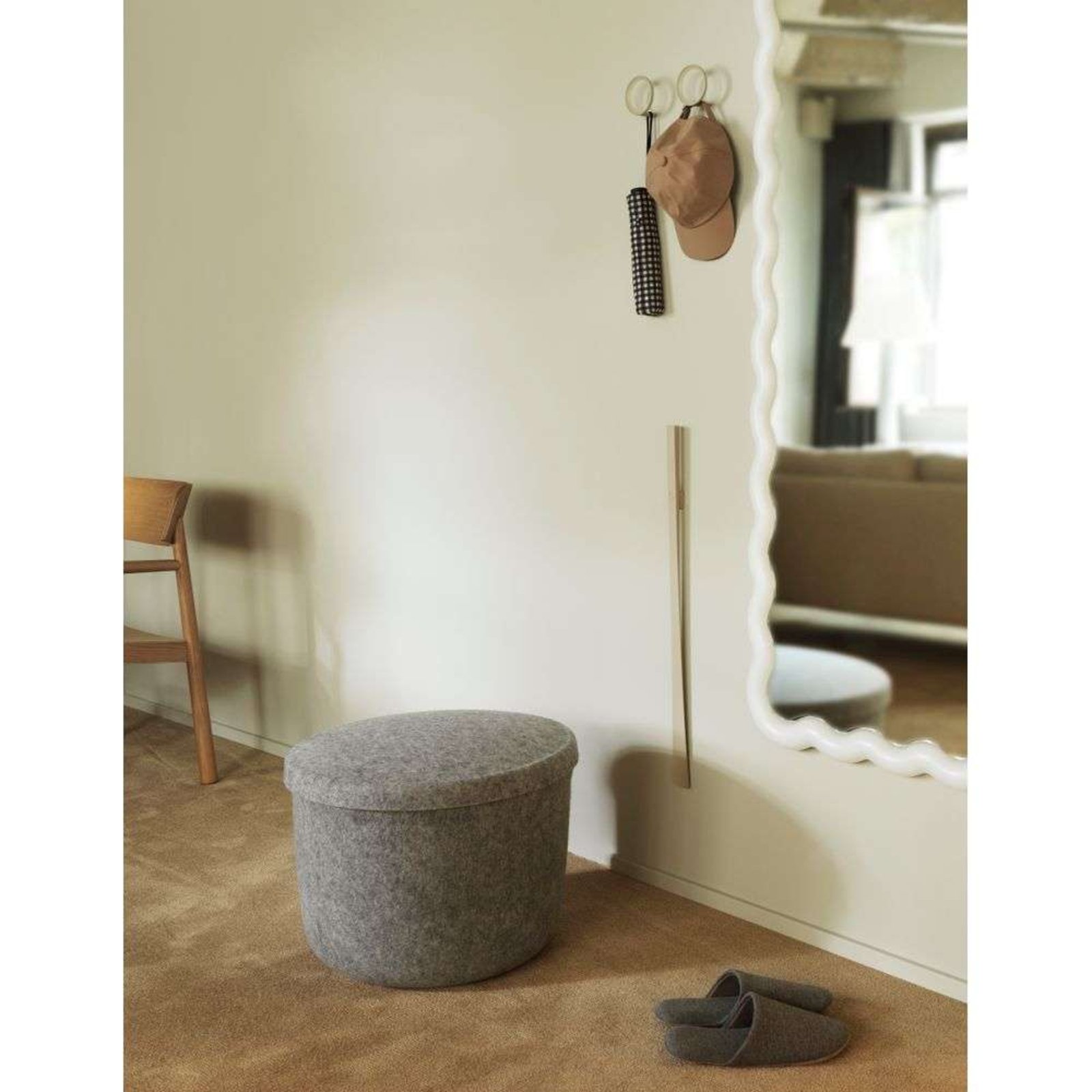 Hide Storage Pouf Small Grey - Normann Copenhagen