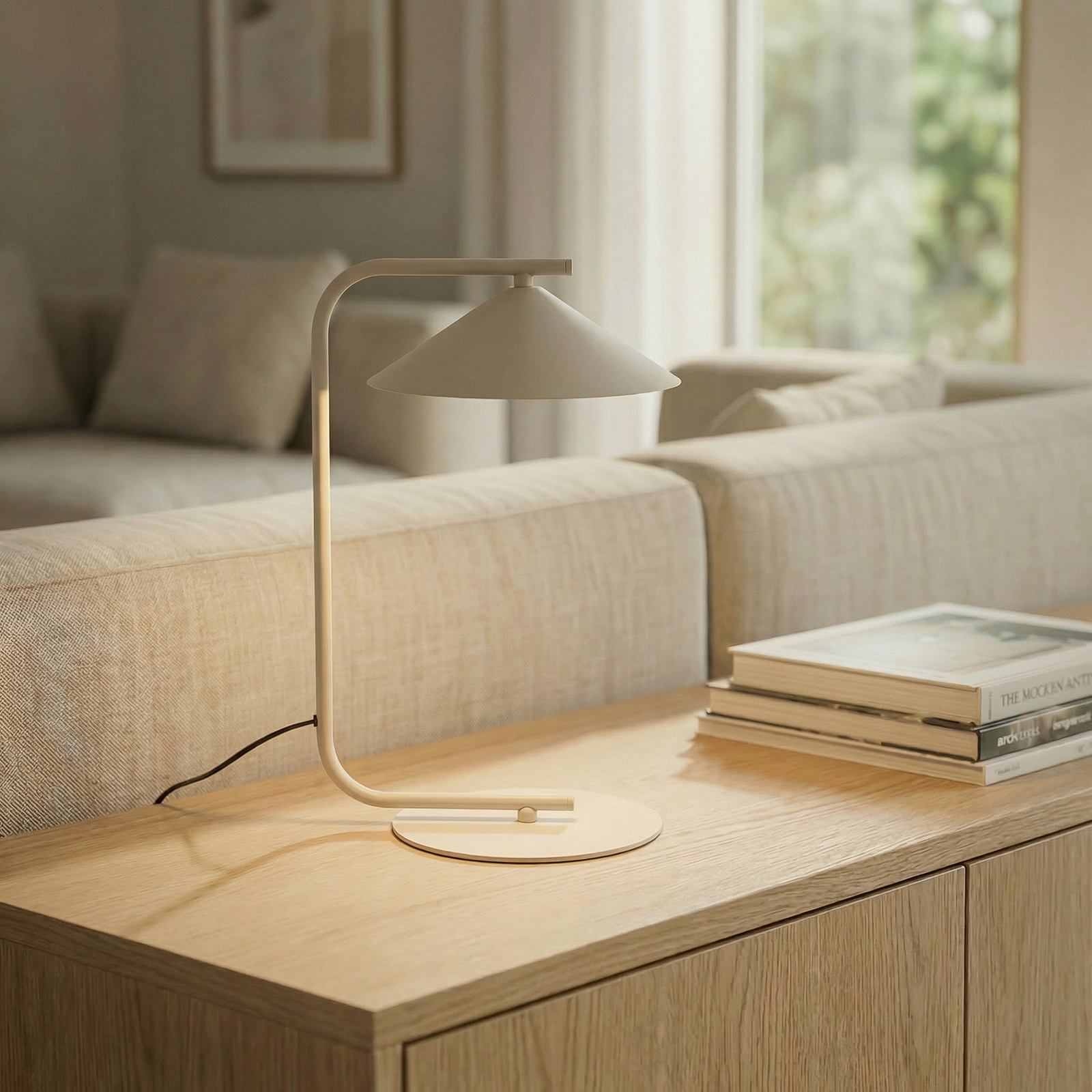 Lume table lamp, cream, metal, height 42 cm