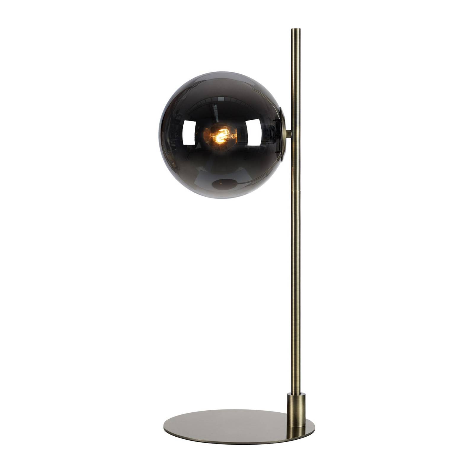 Tischleuchte Dione, messing/rauchgrau, Glas, Eisen