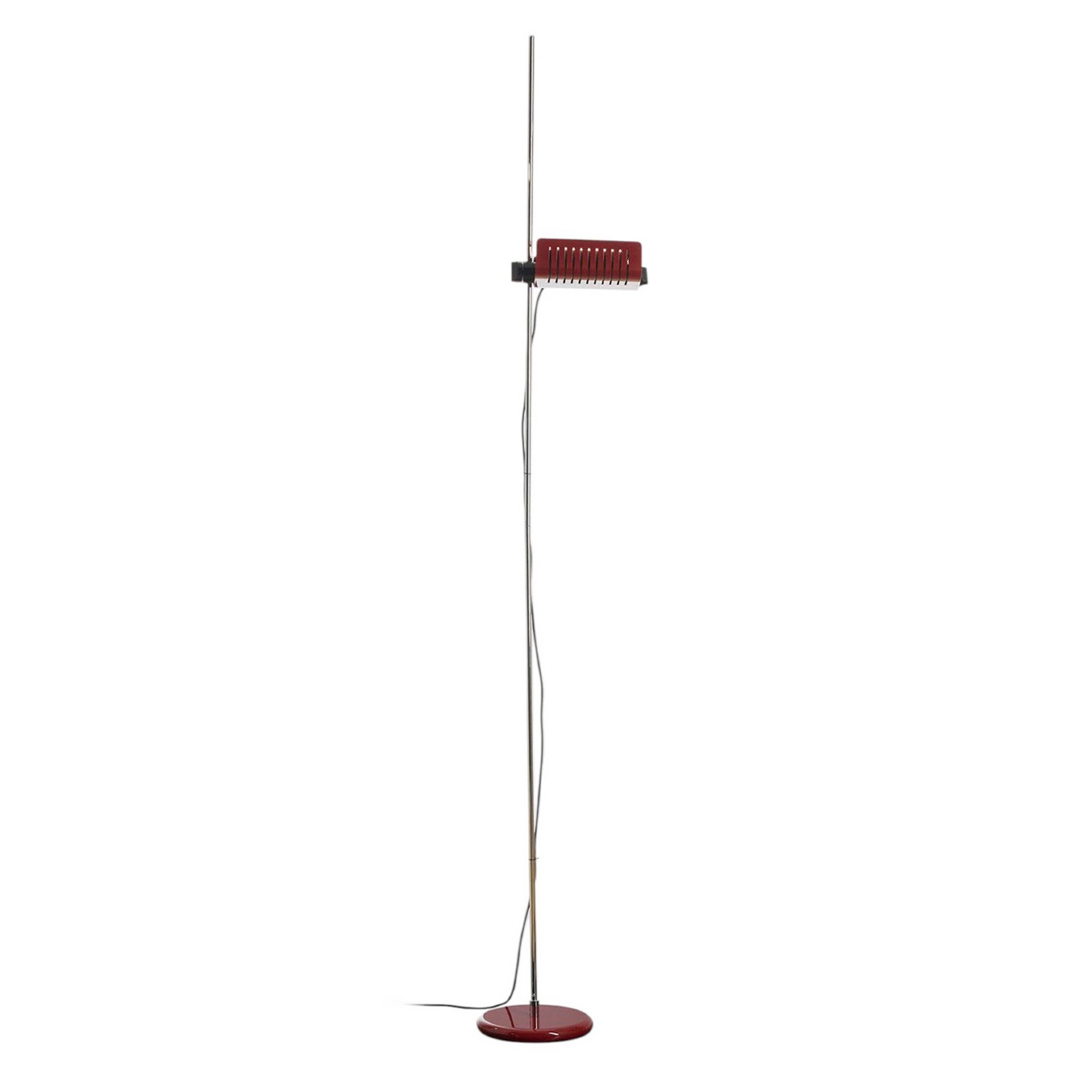 Oluce LED floor lamp Colombo, red/chrome, metal, 2,700 K