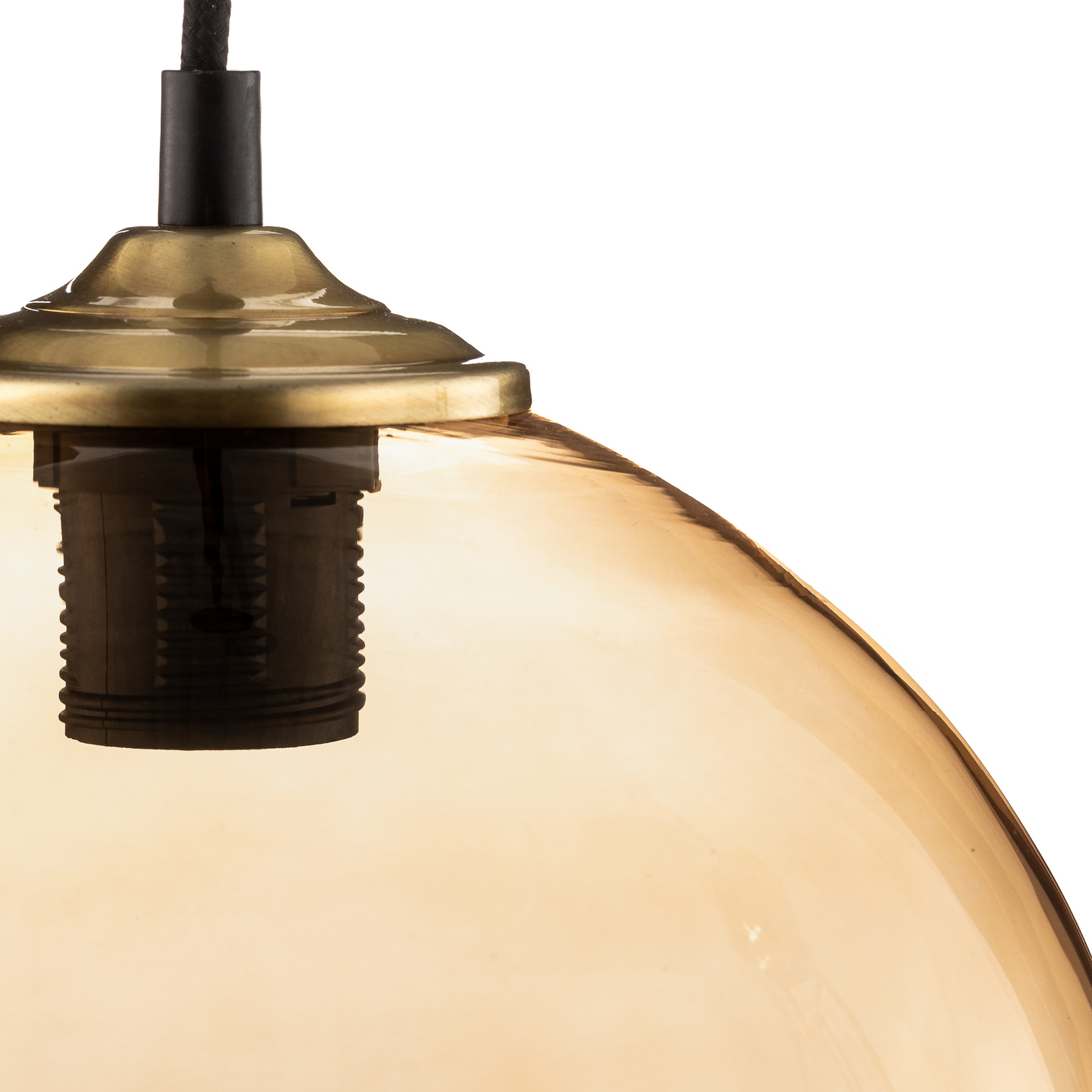 Hanglamp bol glazen kap lichtbruin Ø25cm