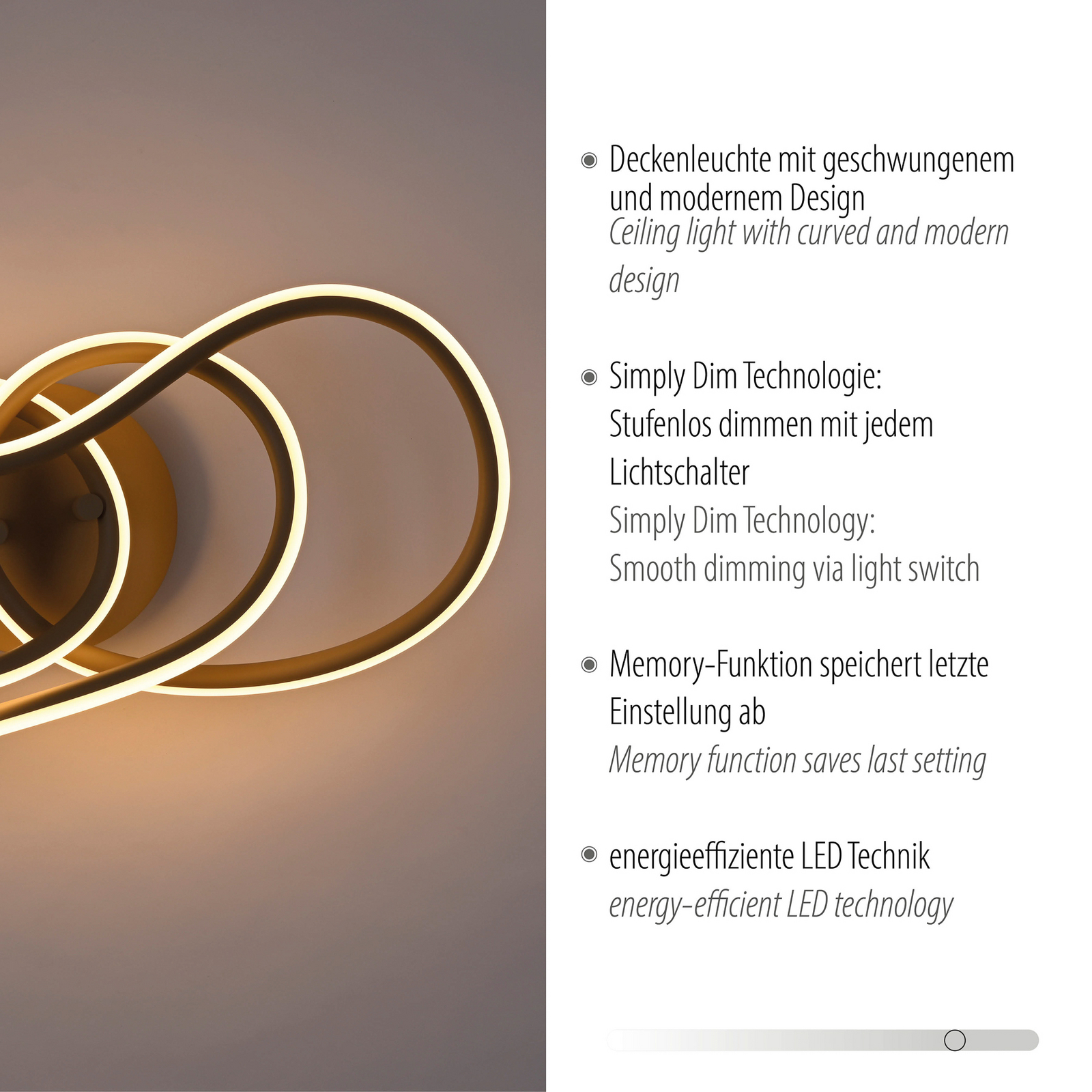 LED lubų šviestuvas „TWIST“, smėlio spalvos, ilgis 90 cm, metalinis, su LED lubų šviestuvas „TWIST“, smėlio spalvos, ilgis 90 cm, metalinis, su