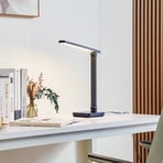 Lampka biurkowa LED Lindby Rylas, czarna, USB, CCT