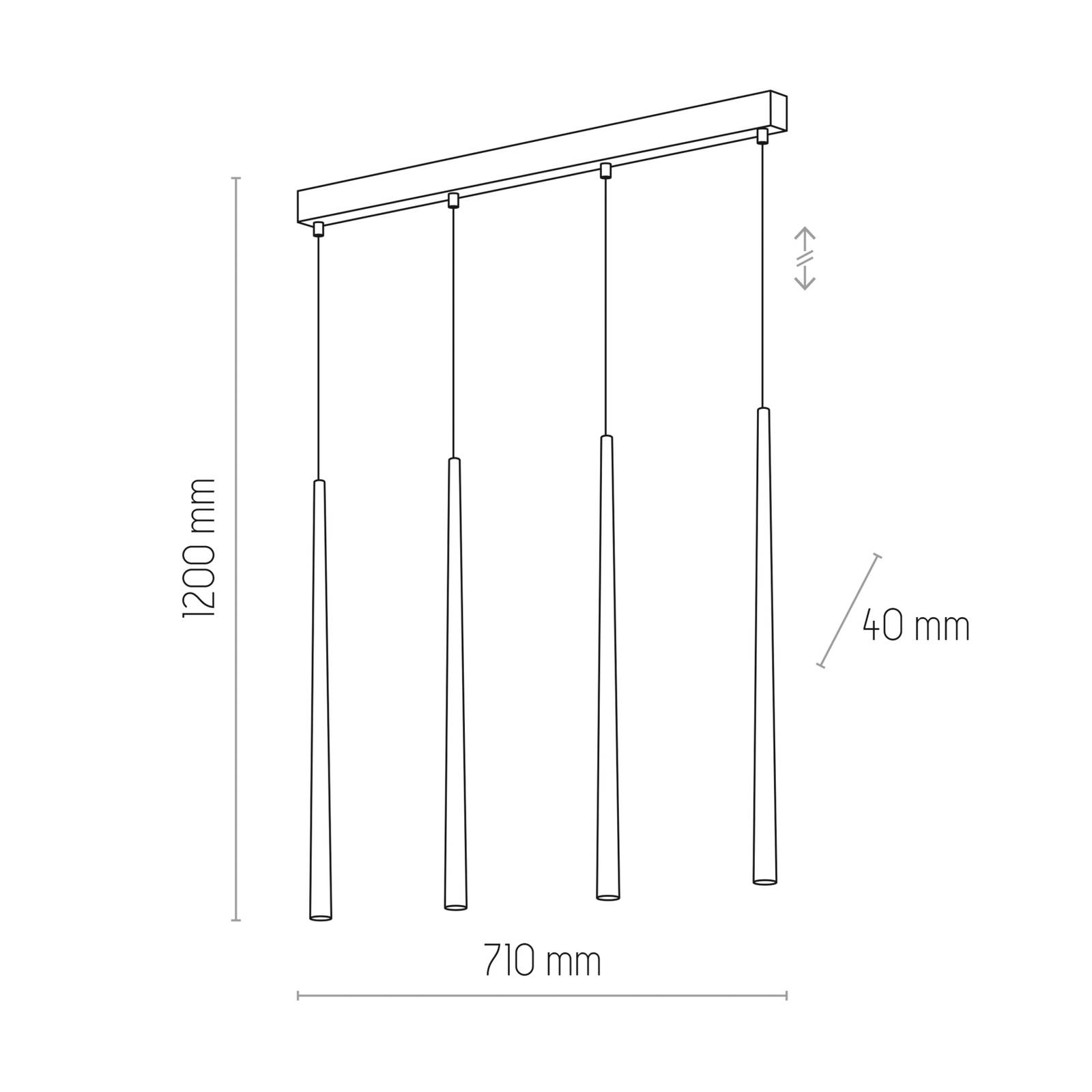 Lampa wisząca Piano podłużna 4-pkt. czarna/złota