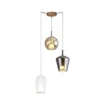 Hanglamp Elsa, glas, 3-lamps, helder, brons, chroom