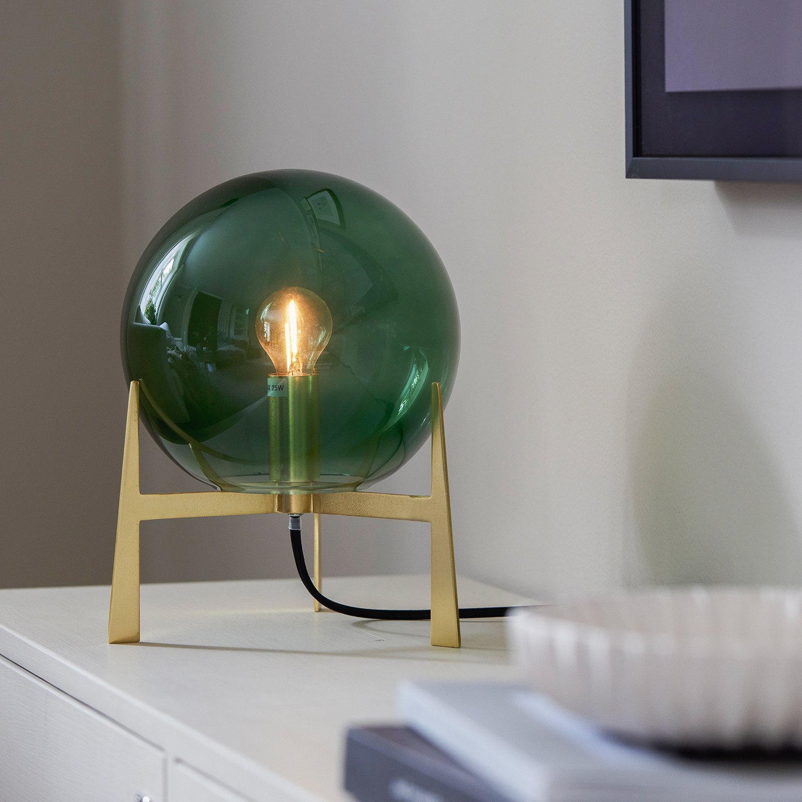 PR Home Milla lampă de masă 28 cm auriu/verde