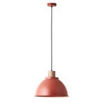 Erena pendant light, wooden detail, red