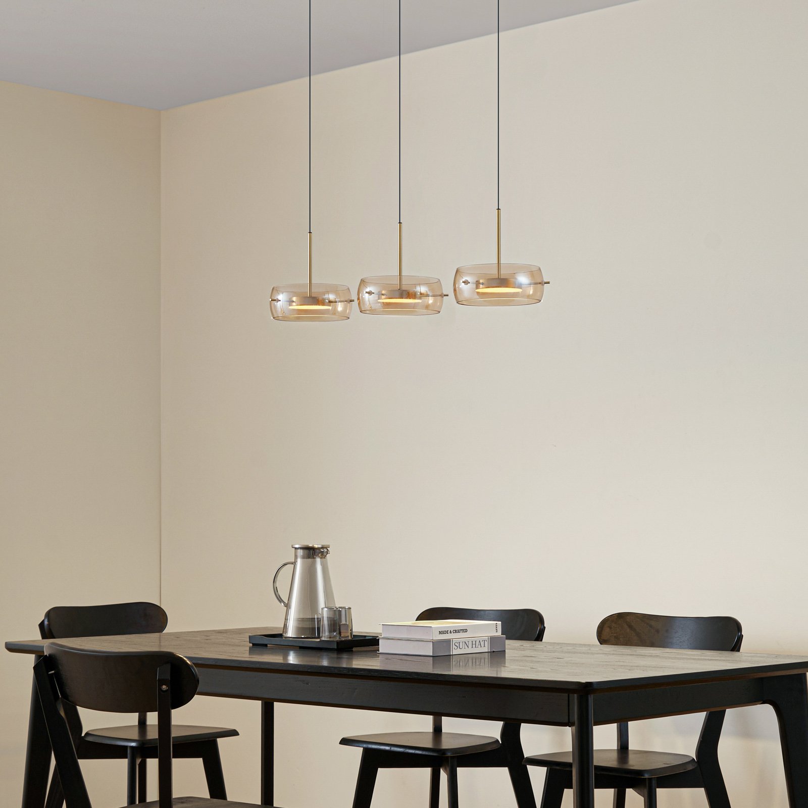 Lucande LED-Hängeleuchte Martis, amber, 3-flg., dimmbar