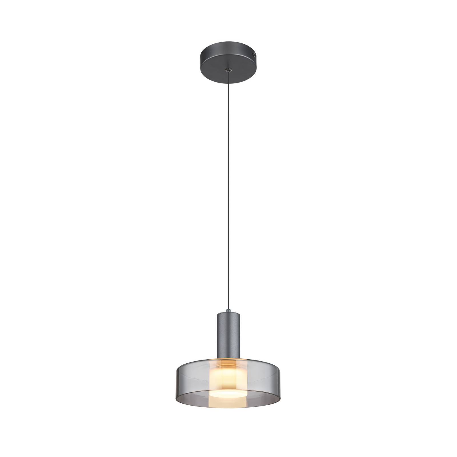 LED-Hängelampe Grant, Ø 22 cm, rauchgrau, Glas