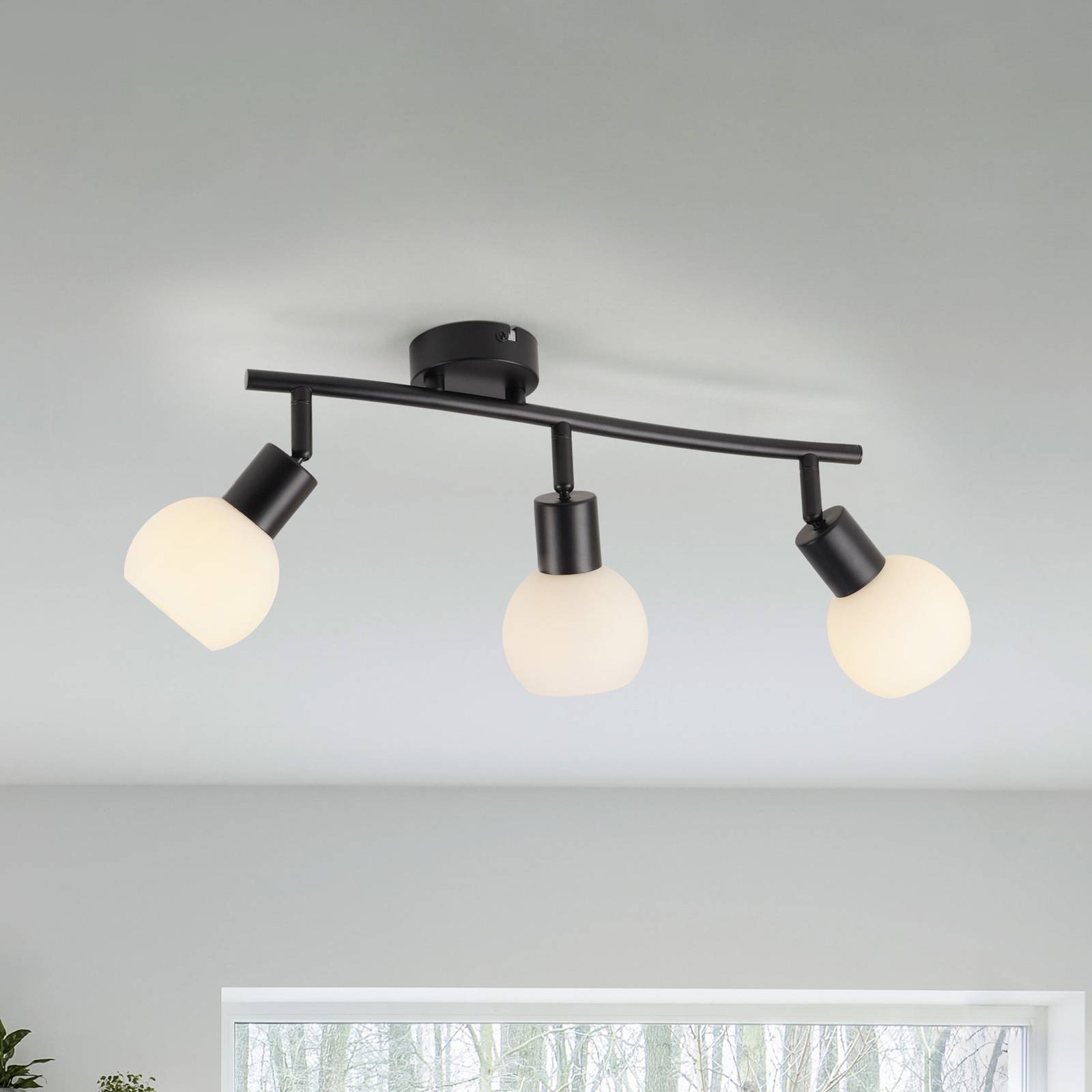 JUST LIGHT. Loki loftlampe 3 lyskilder lang sort jern