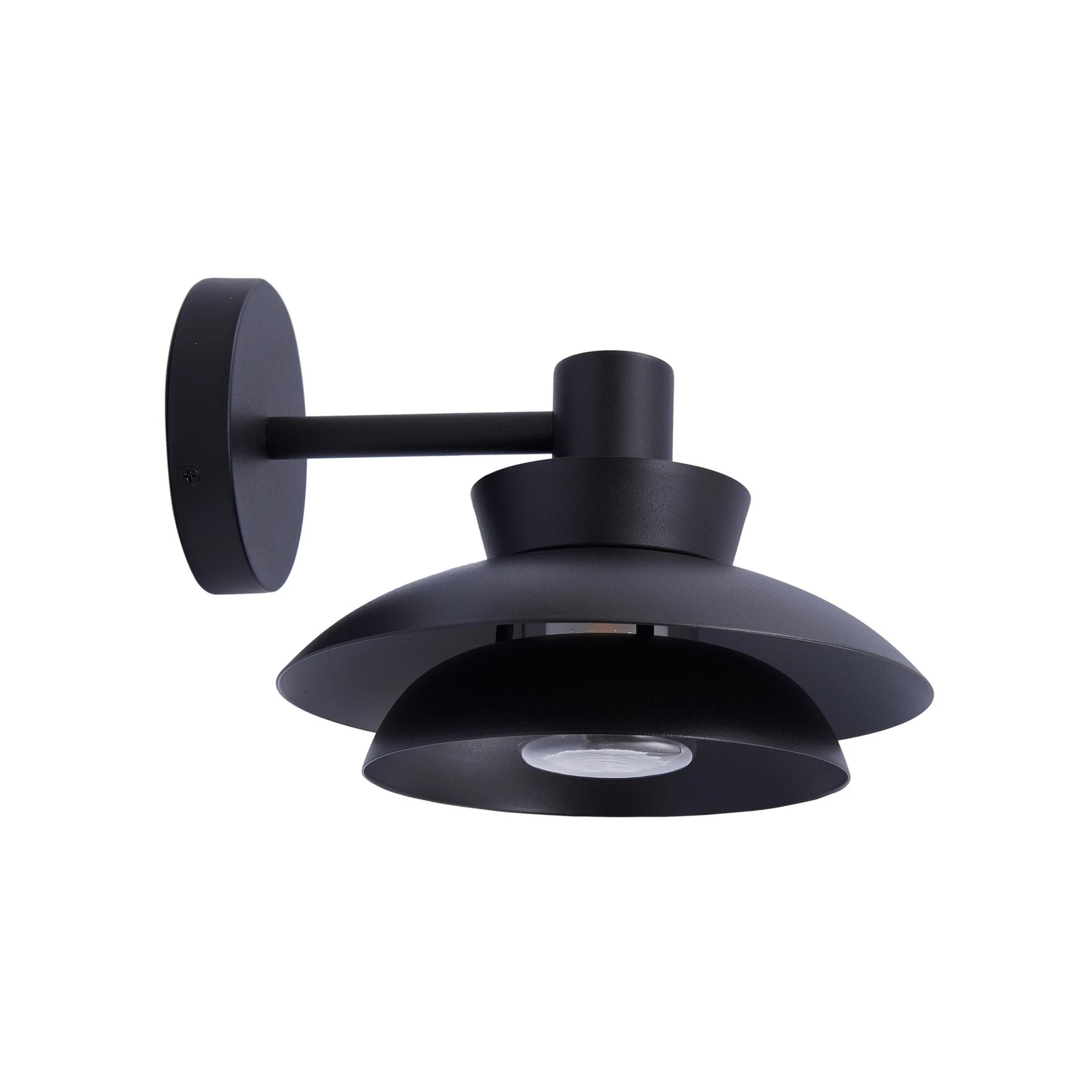 Lucande Außenwandleuchte Thais, schwarz, Metall, Ø 25 cm