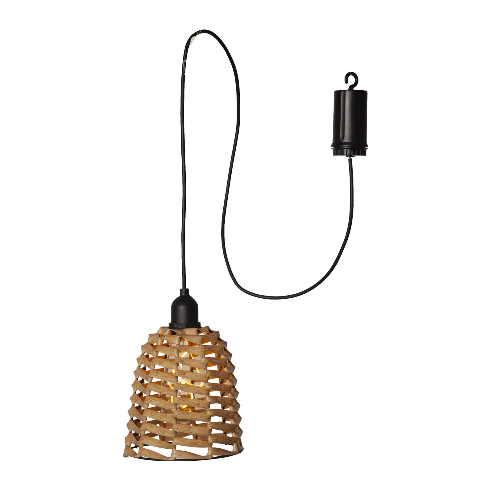 Lampára colgante exterior LED Twine plástico marrón Ø 15cm pila