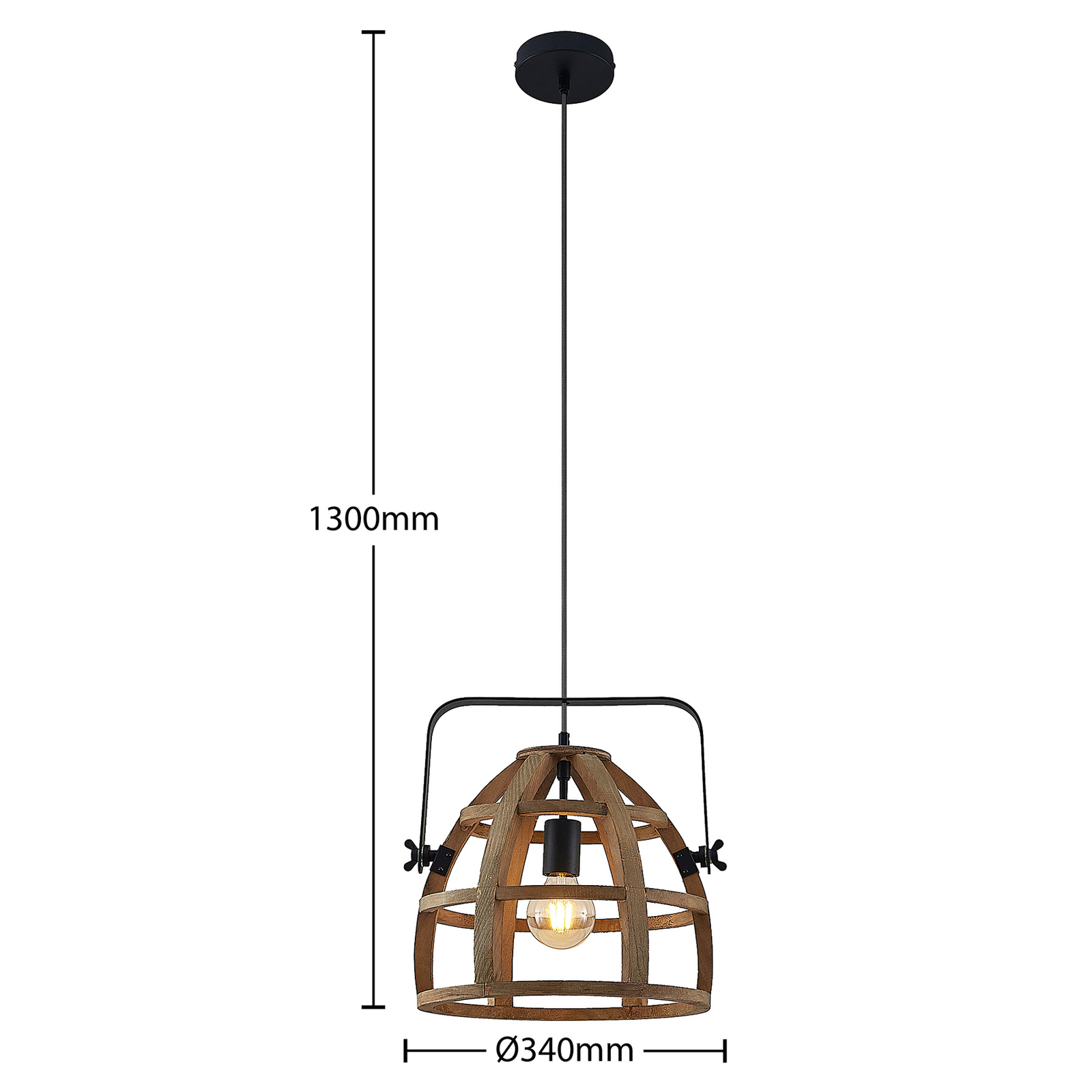 Lindby Pilarion suspension, à une lampe, 34 cm