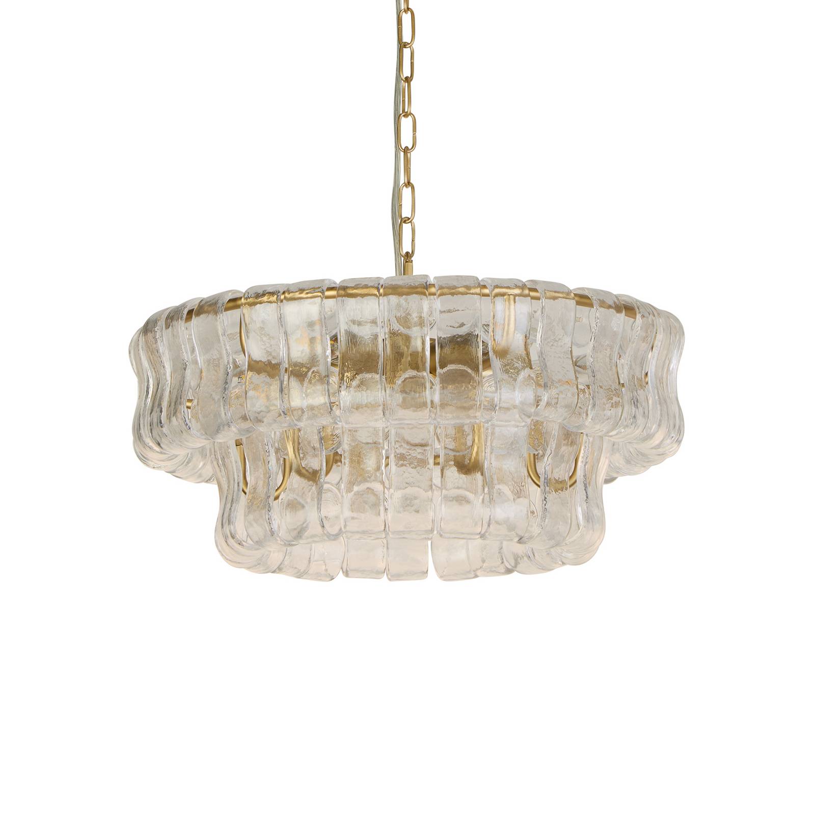 Hängeleuchte Bowlight, goldfarben/klar, Glas, Metall, E14