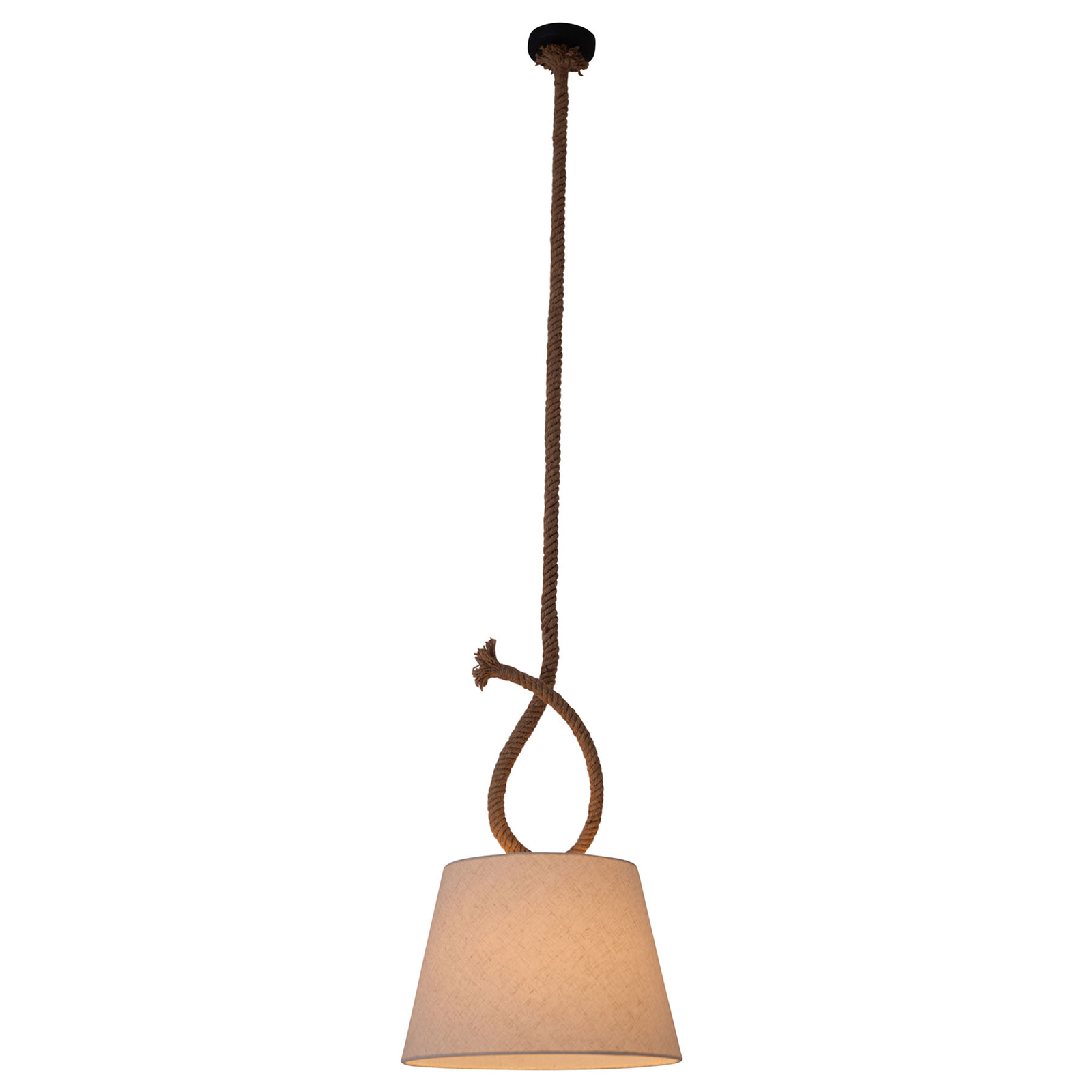 Rope hanging light with fabric lampshade Ø 35 cm