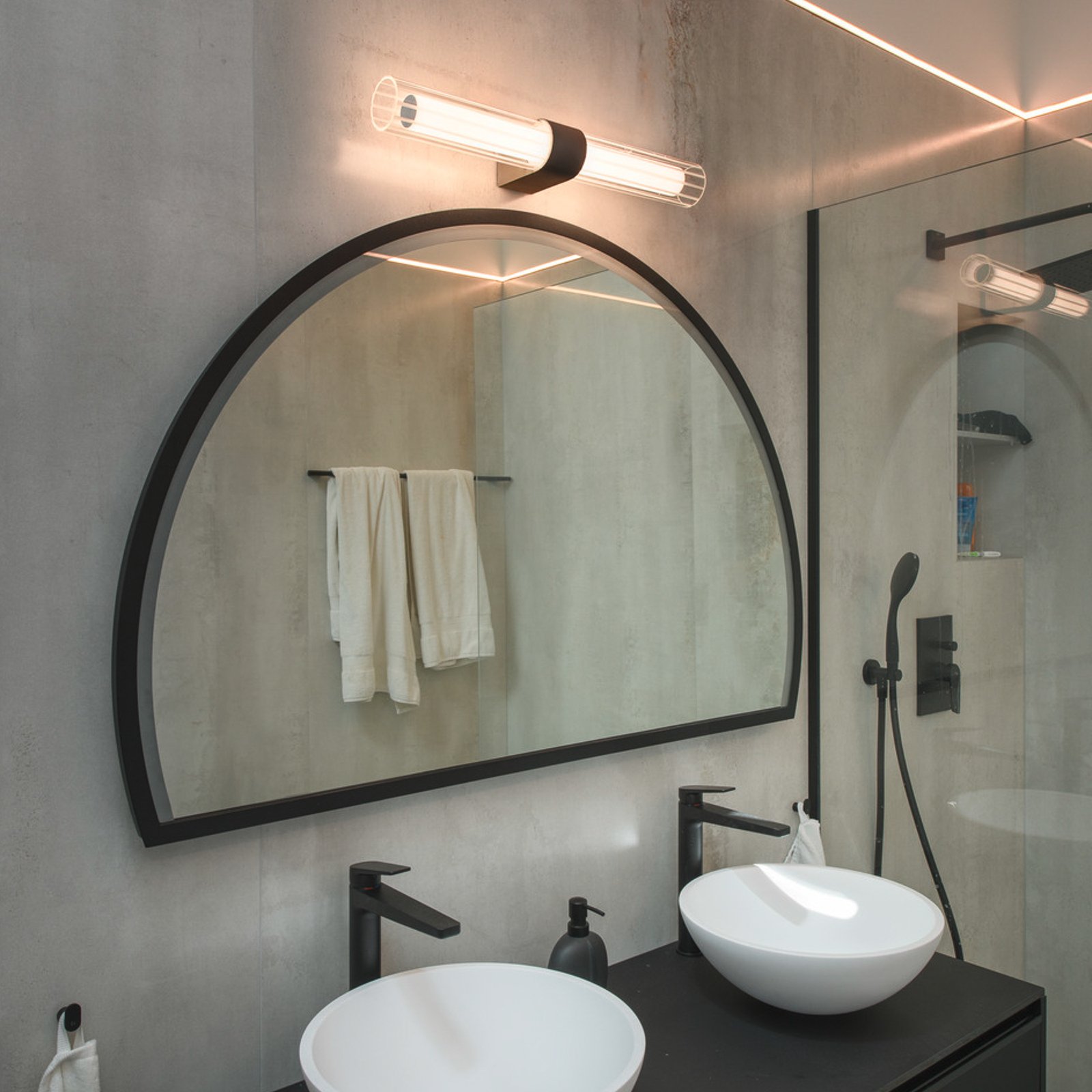 SLV LED sieninis vonios kambario šviestuvas "Lygant", dvigubas, juodas,