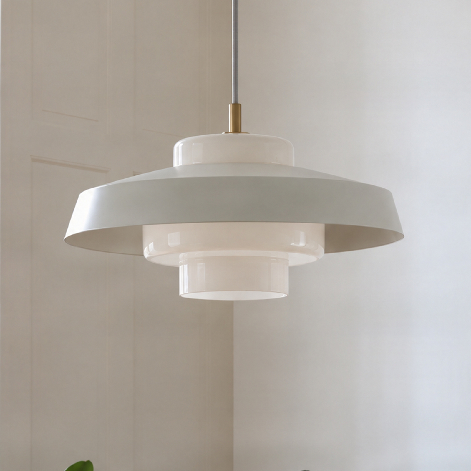 Nola hanglamp Rico, beige, Ø 38 cm, metaal/glas