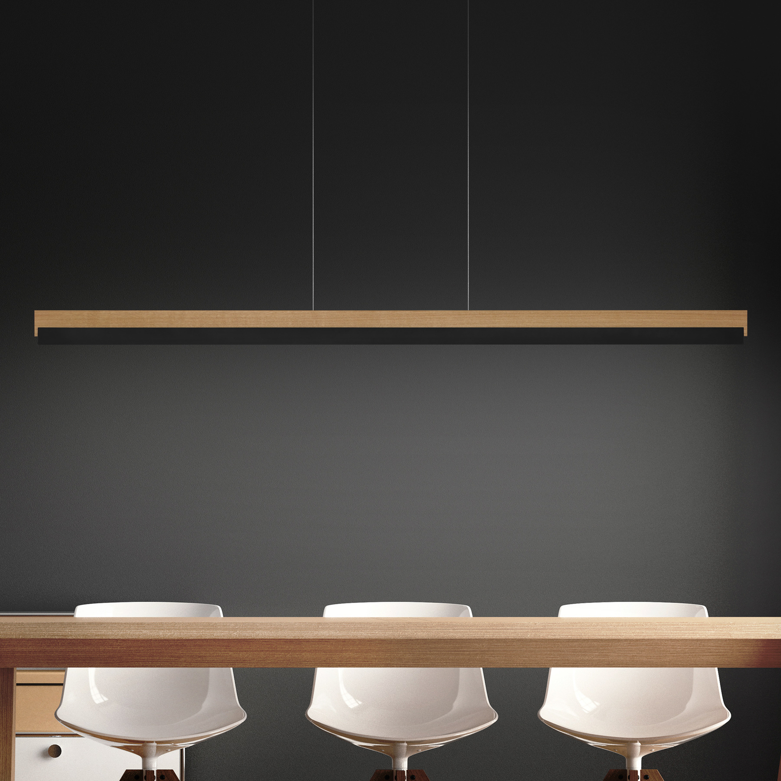 Rothfels Keijo colgante LED negro/roble 143 cm