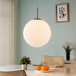 Lindby hanglamp Marike, Ø 35 cm, wit, glas, globe, E27