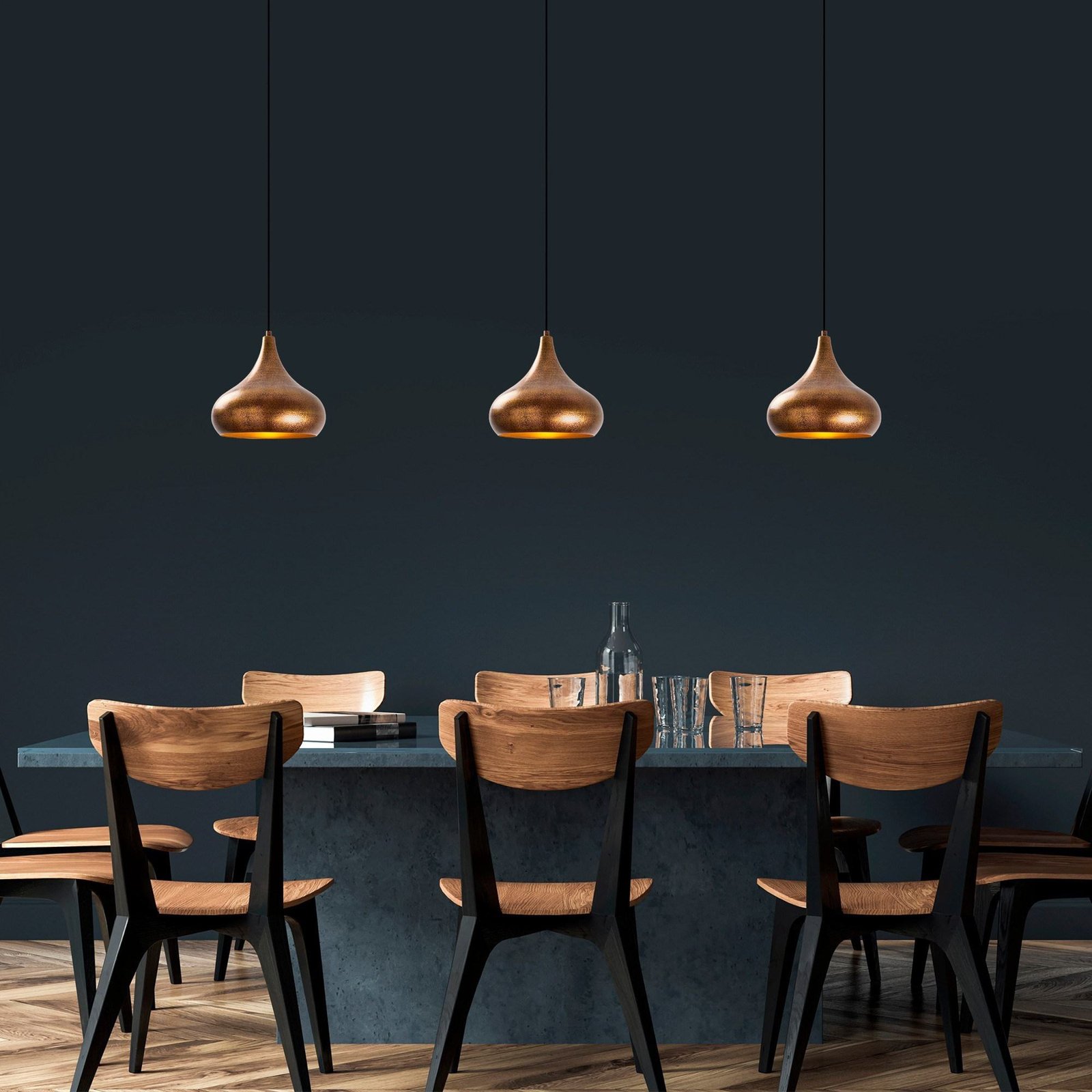 Muba 11550 pendant light, burnished brass, metal, Ø 26 cm