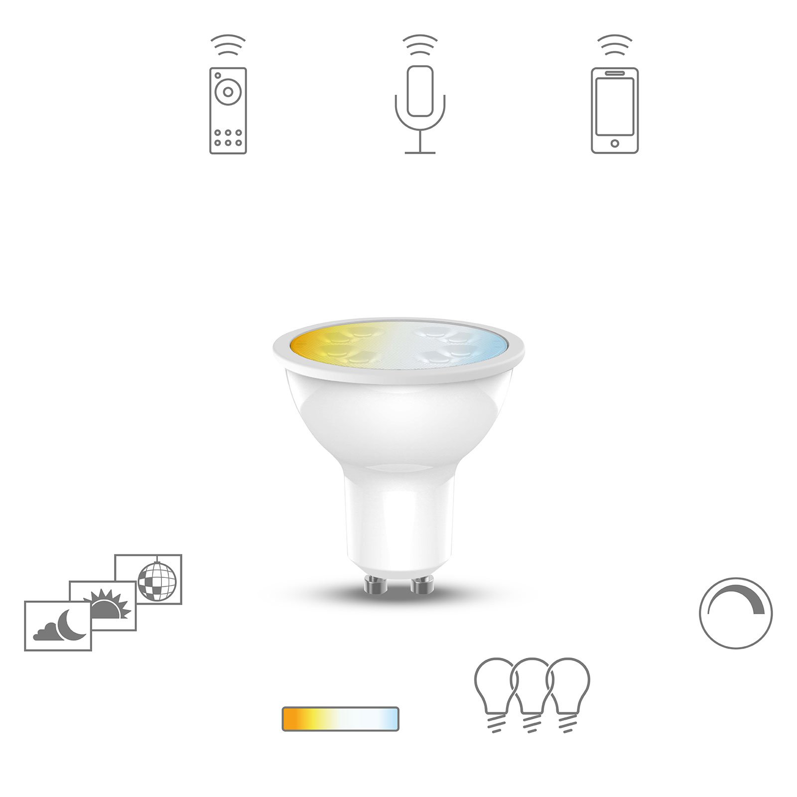 Müller Licht tint white LED-lampa GU10 5,1 W, CCT