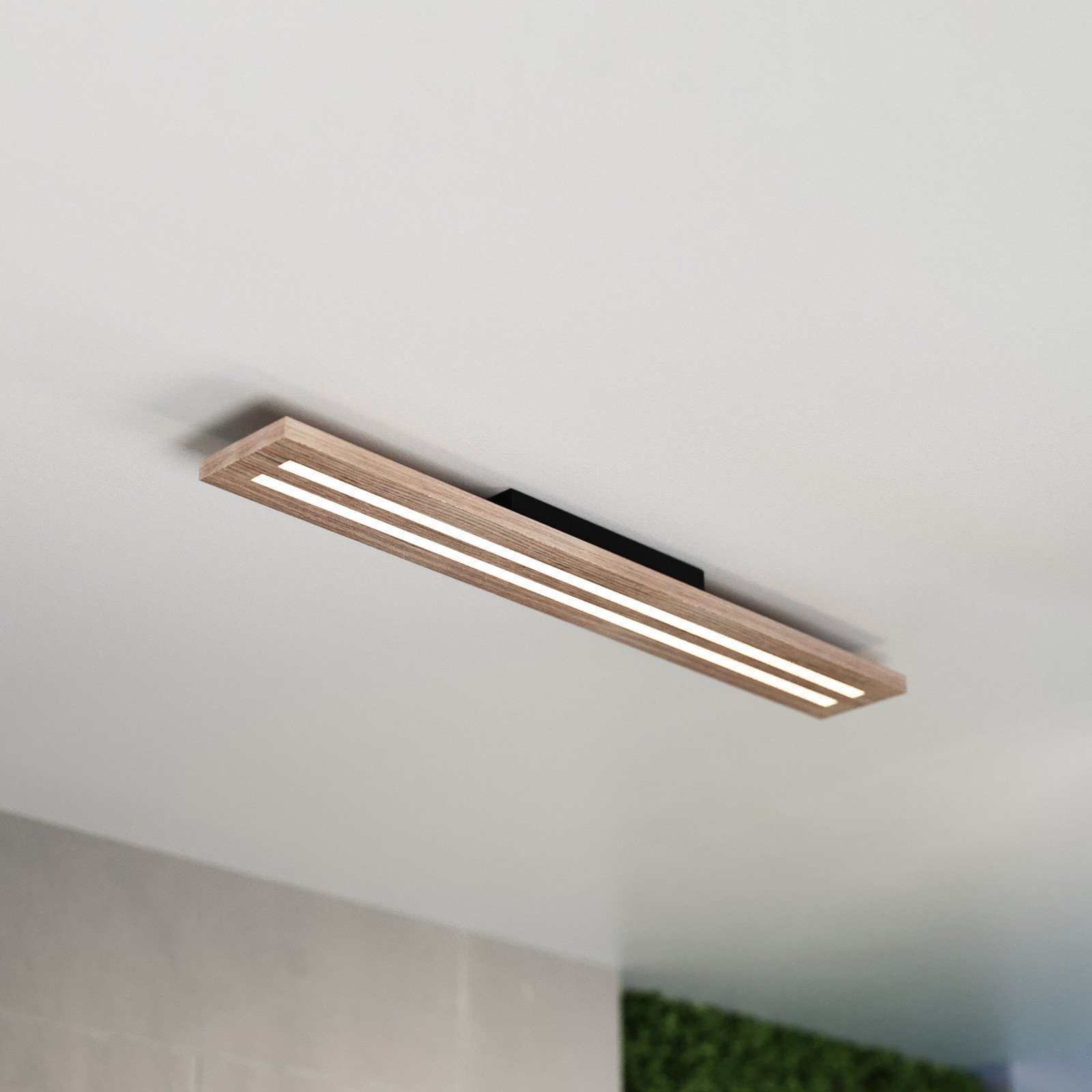 MCJ Plafonieră LED Woody lungime 80 cm stejar/negru 3.000 K - Camera de zi / sufragerie - Modern - stejar negru - Lemn