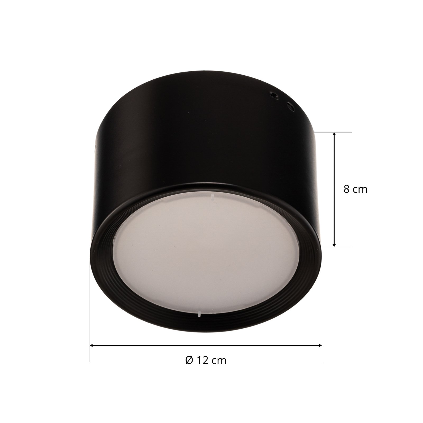 Ita LED downlight en negro con difusor, Ø 12 cm