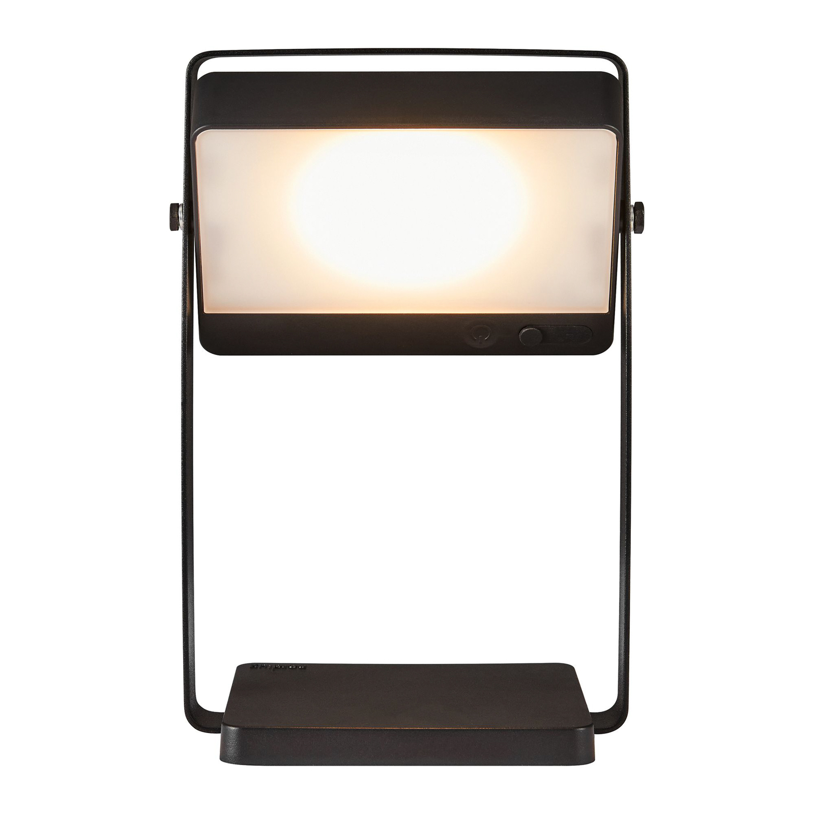 Saulio LED solcellebordlampe, svart, IP44, aluminium, USB, oppladbart