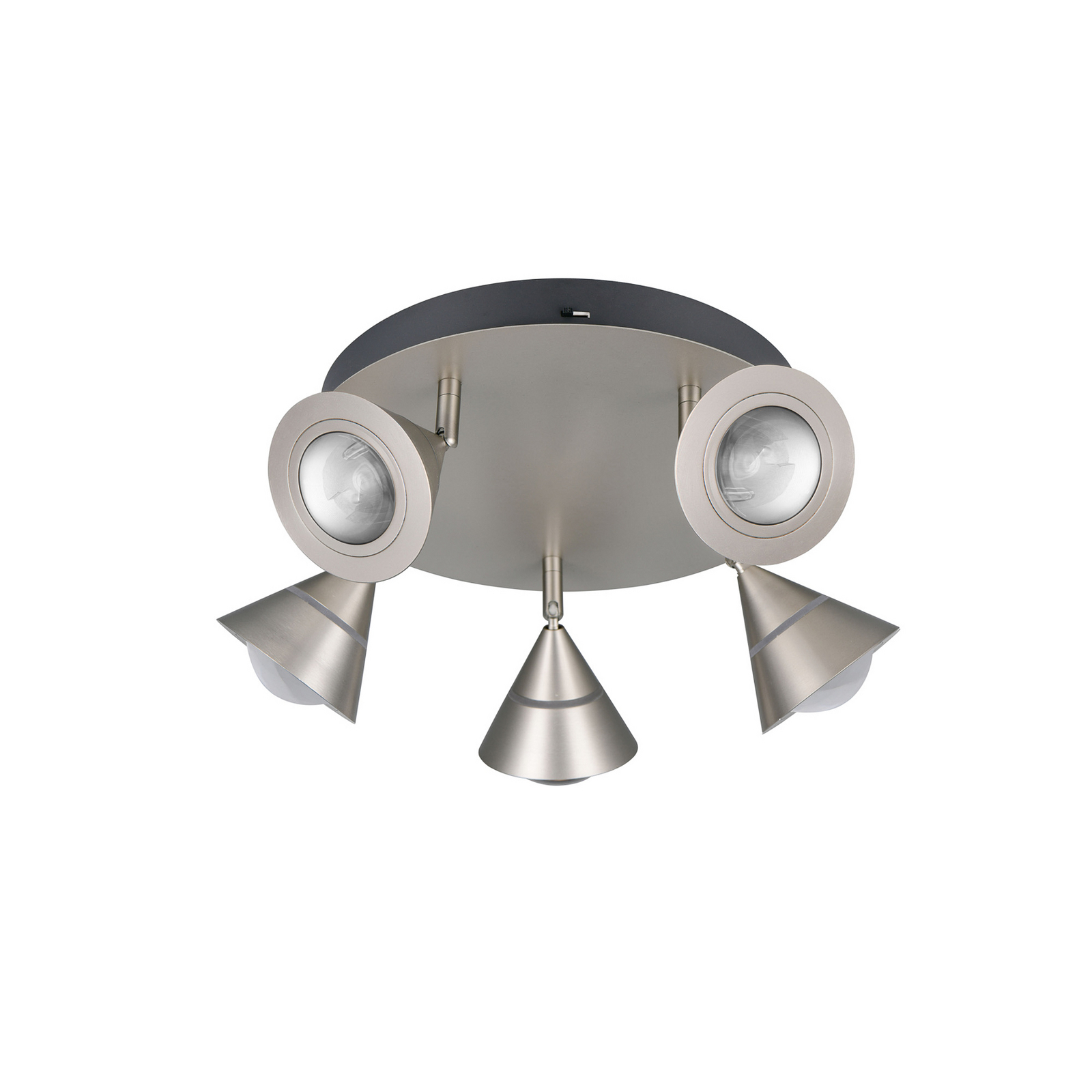 LED plafondspot Romeo, Ø 30 cm, nikkelkleurig, 5-lamps.