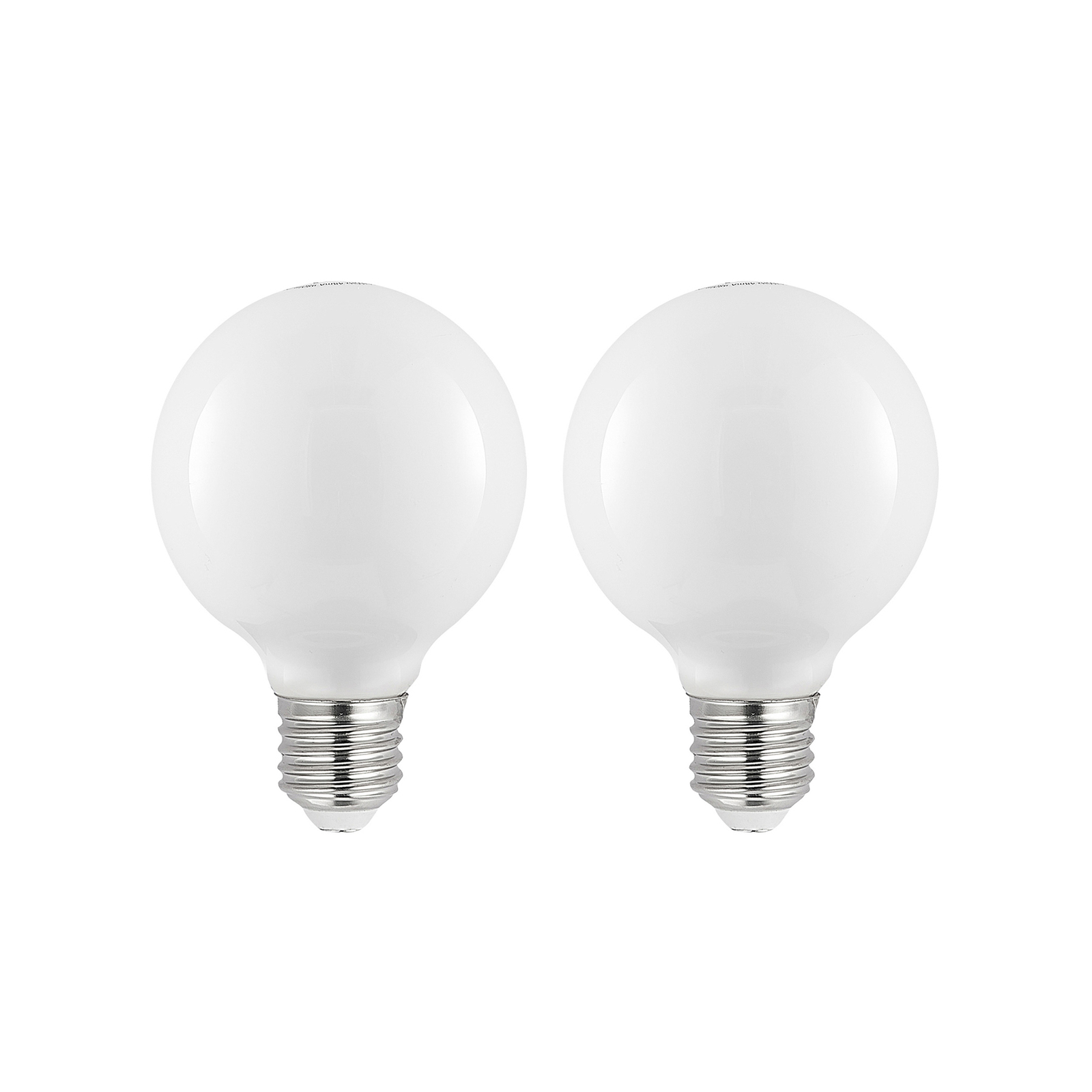 LED-Lampe E27 8W G80 2.700K dimmbar, opal, 2er-Set